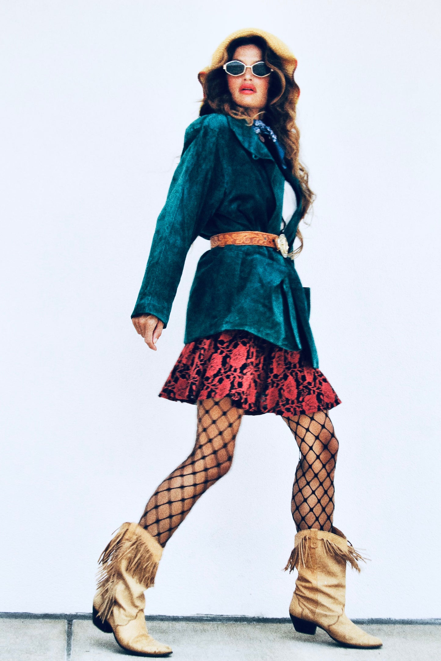 NEVER NONCHALANT suede jacket, medium *TRUE VINTAGE + GENUINE LEATHER* >> teal gem tone