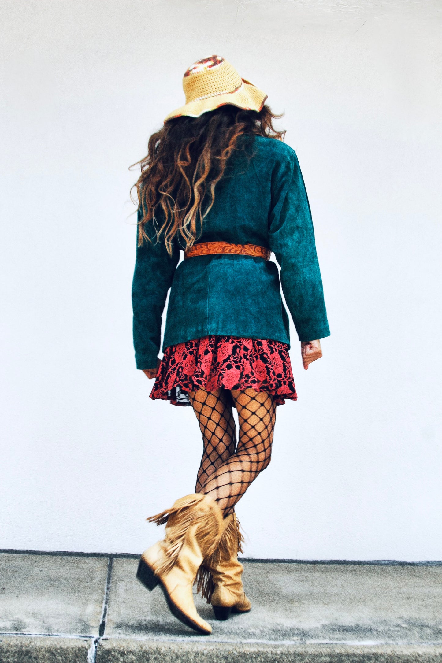 NEVER NONCHALANT suede jacket, medium *TRUE VINTAGE + GENUINE LEATHER* >> teal gem tone