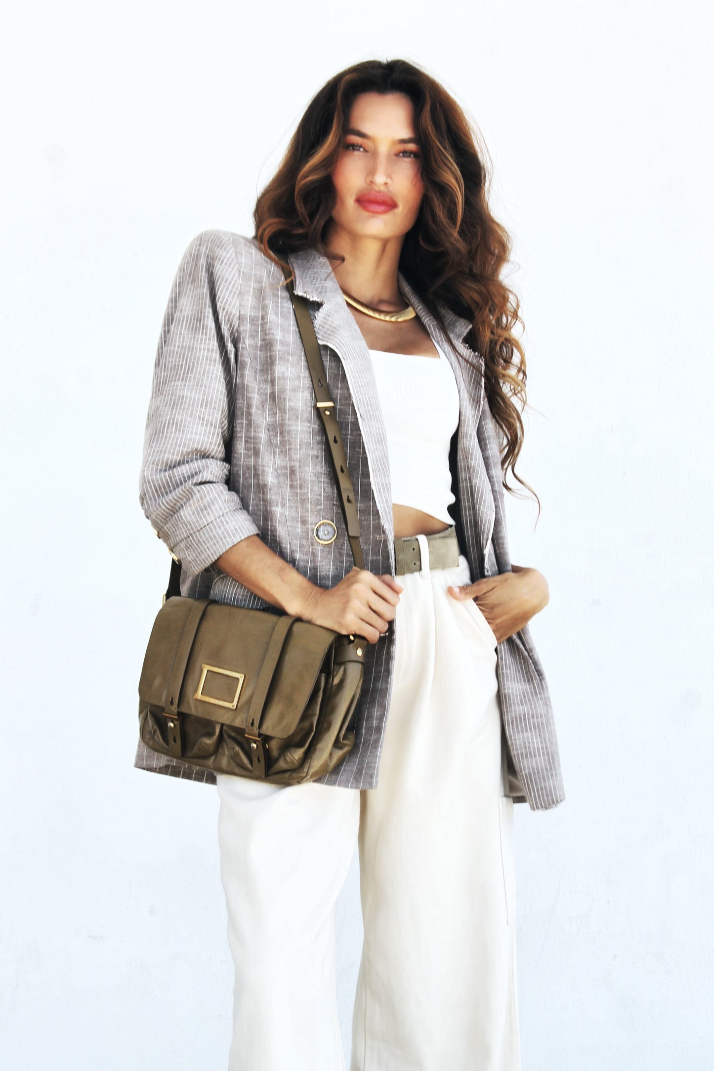 MARC JACOBS crossbody purse, GENUINE LEATHER + MARC BY MARC JACOBS >> liquid taupe