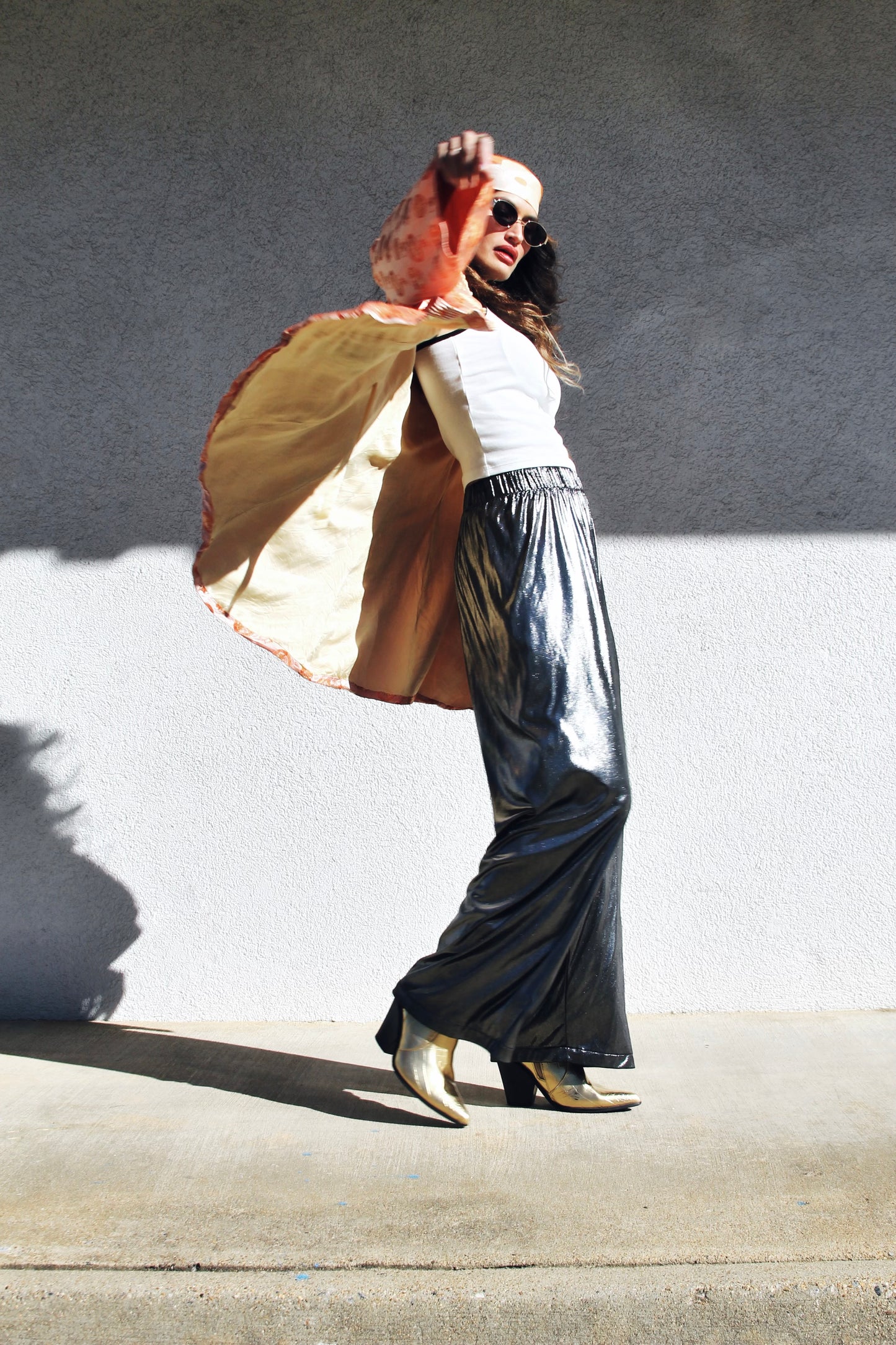 SILVER SIREN wide leg pants, size small, American Apparel >> graphite