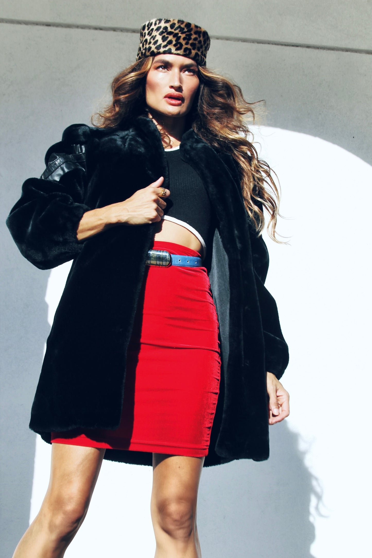 PANTHER POWER faux fur + Nehru style jacket *FOXY FAVE + TRUE VINTAGE + Made in the USA* >>panther black