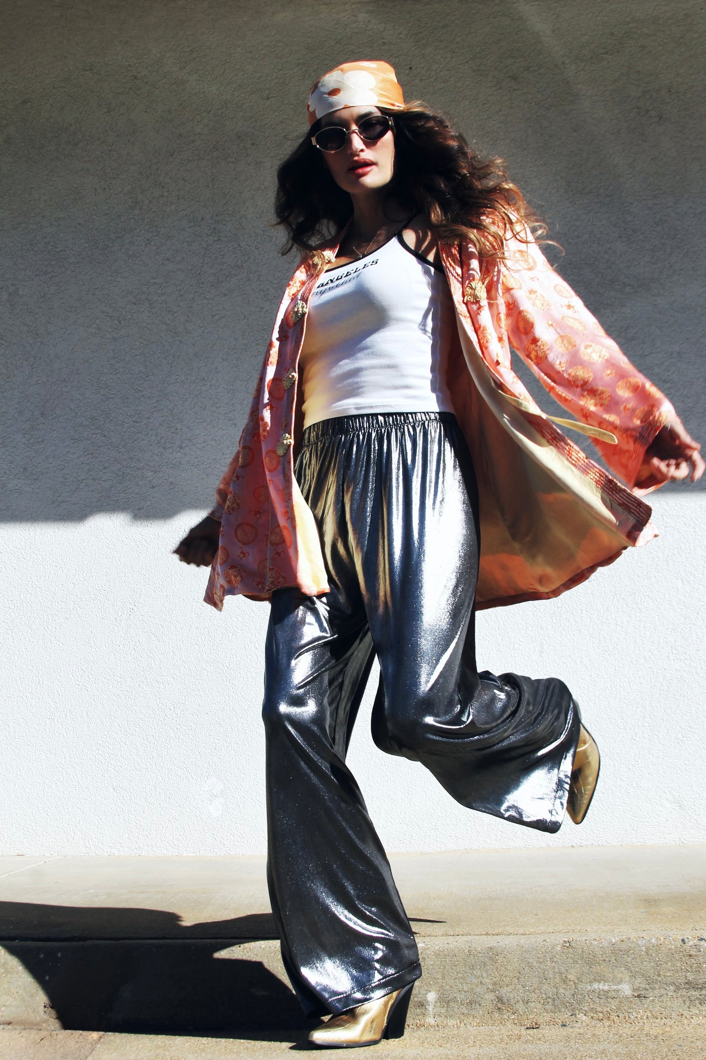 SILVER SIREN wide leg pants, size small, American Apparel >> graphite
