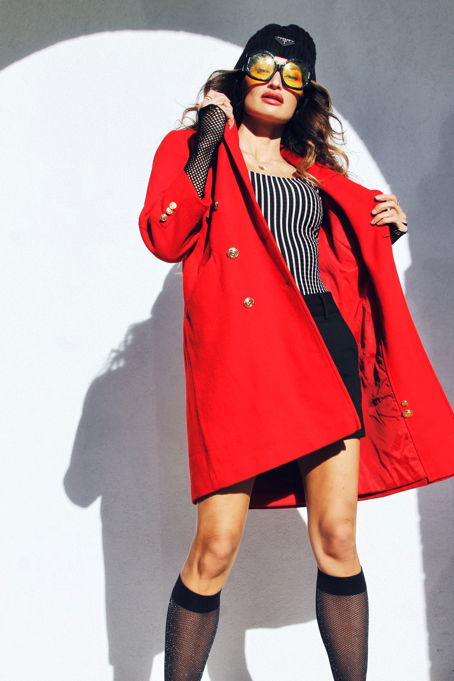 SCARLET STARLET double breasted peacoat, size 10 *TRUE VINTAGE* >> candy apple red
