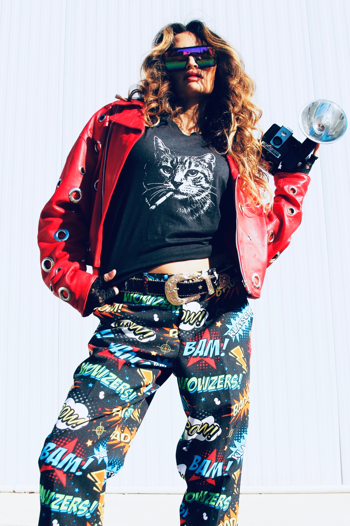 YOUNG AND RECKLESS leather moto jacket *VINTAGE + 100% GENUINE LEATHER* >> candy apple red