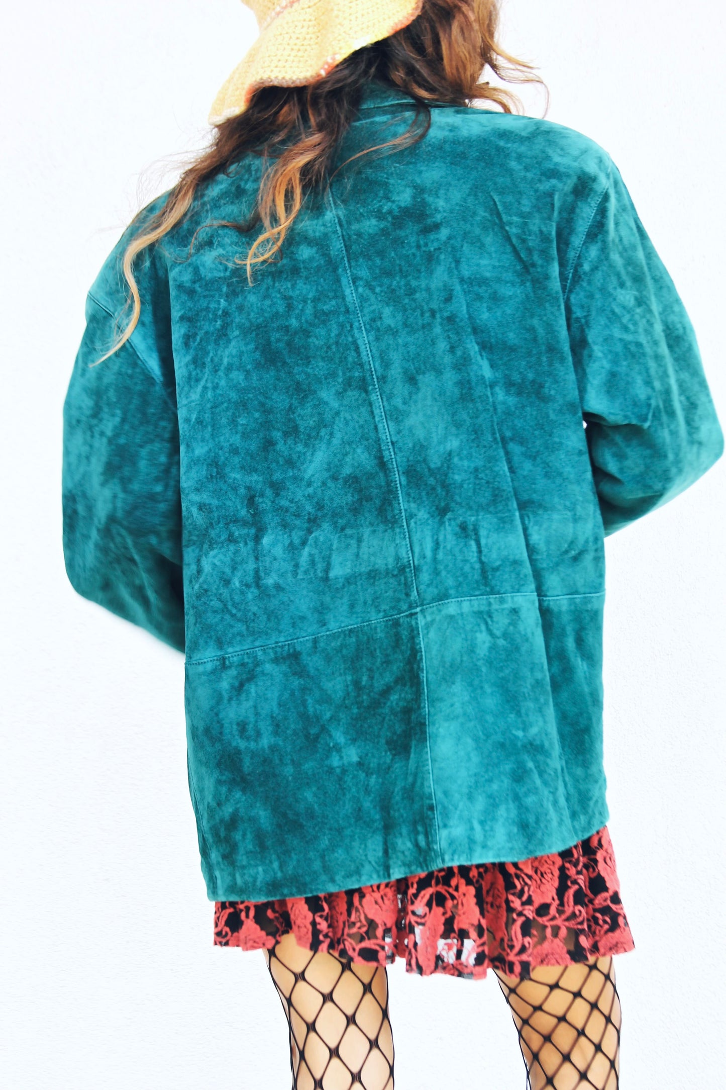 NEVER NONCHALANT suede jacket, medium *TRUE VINTAGE + GENUINE LEATHER* >> teal gem tone