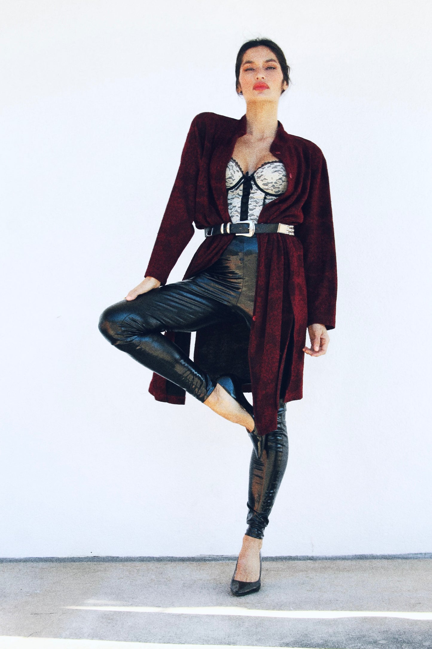 NOCTURNAL ROUGE midi length cardigan, size 0 *VINTAGE* >> blood red