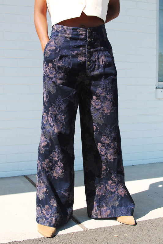 NIGHTSHADE floral shimmer trousers, size 27 *ANTHROPOLOGIE*