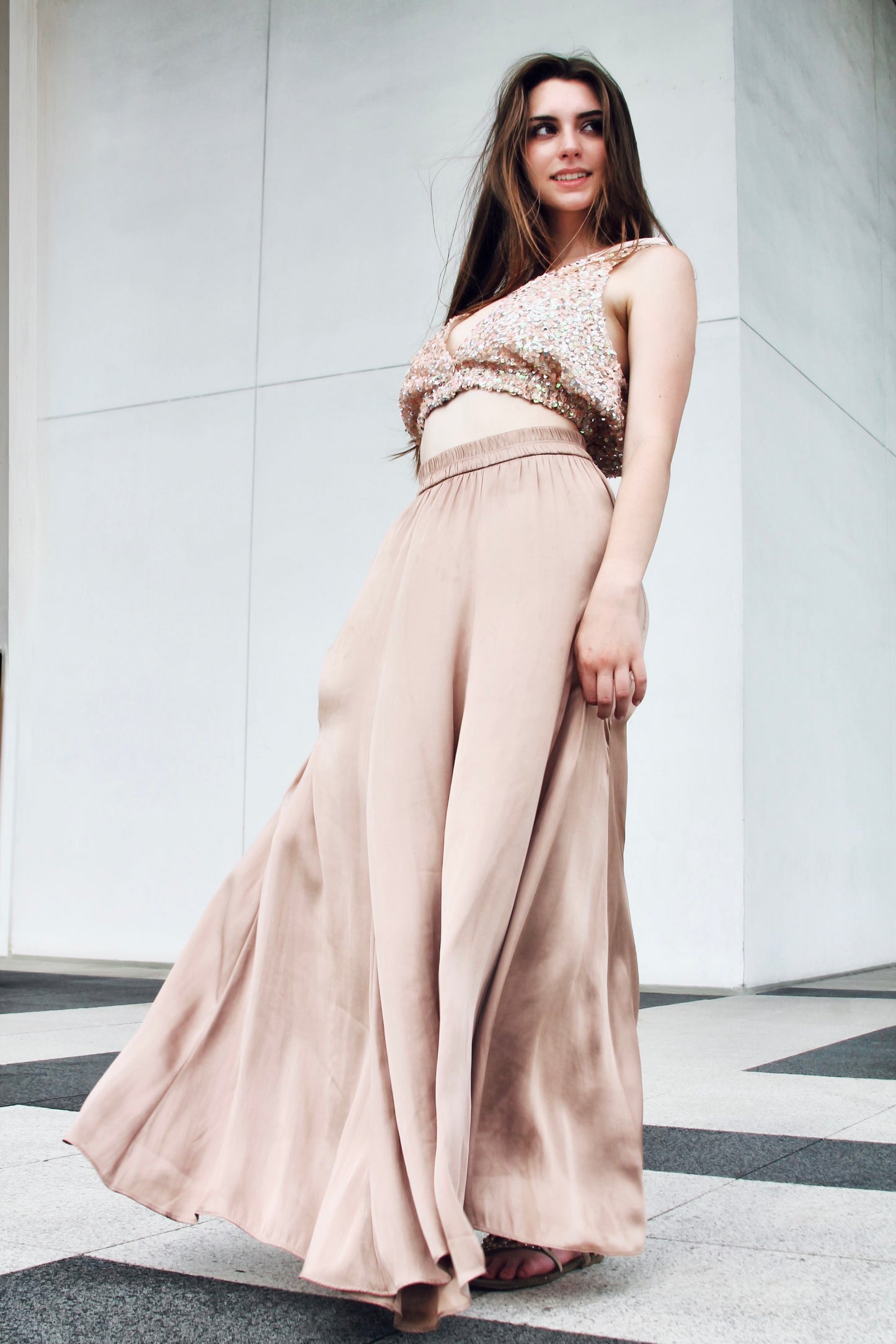 STARDUST sequined ultra crop, oversized XS (fits like an L/XL) *FREE PEOPLE* >> champagne