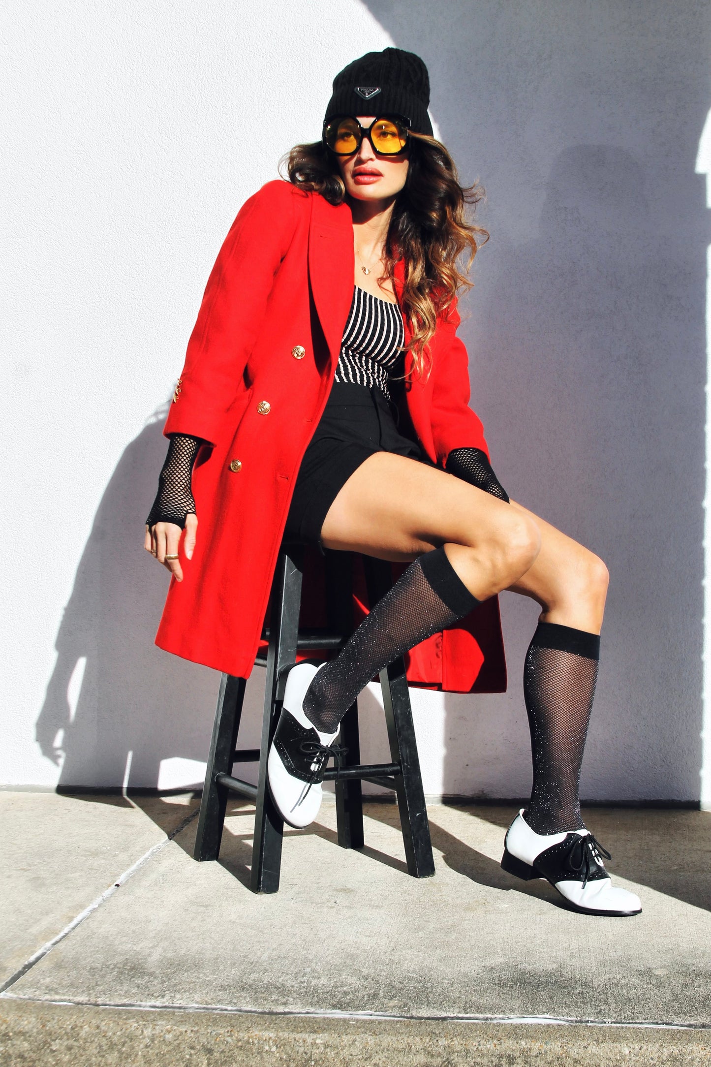 SCARLET STARLET double breasted peacoat, size 10 *TRUE VINTAGE* >> candy apple red