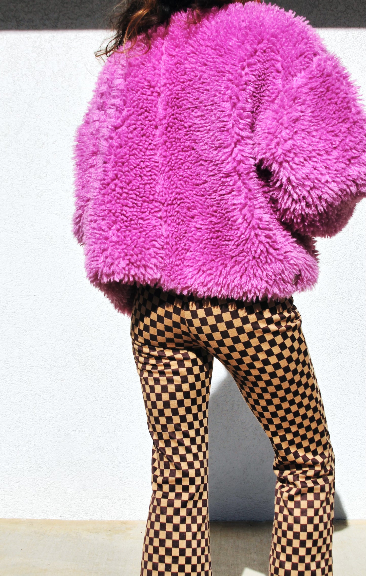 BERRY NAUGHTY OR NICE oversized + cropped shag jacket, medium *FREE PEOPLE* >> wild berry