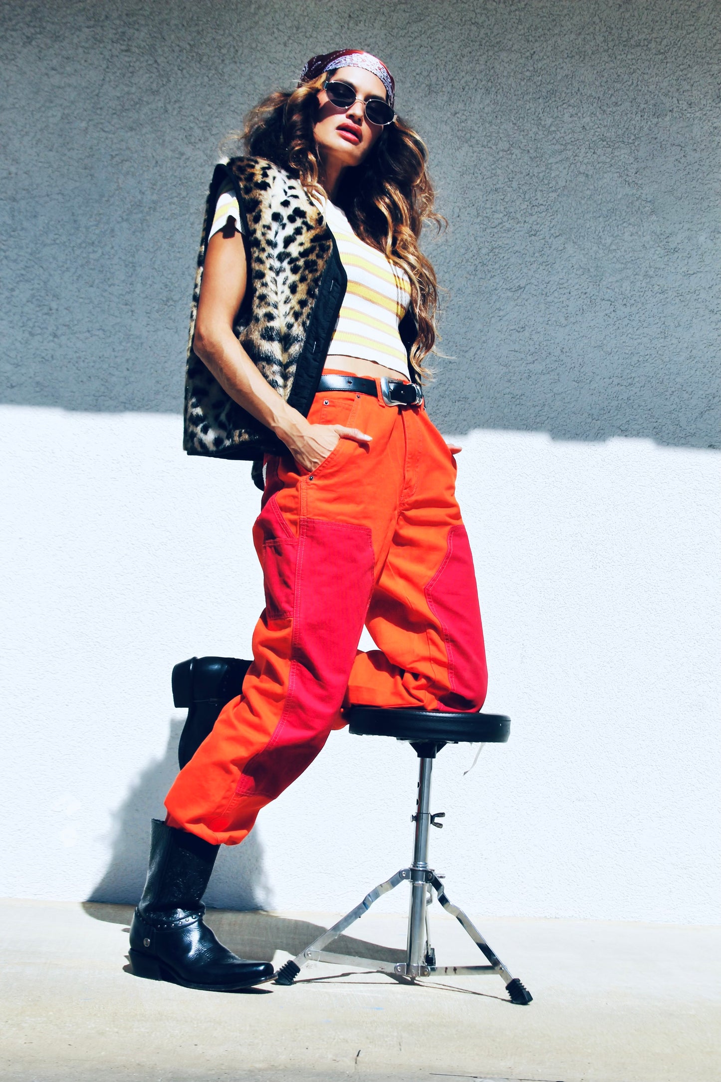 FERAL FELINE faux fur leopard vest, large *FOXY FAVE + ASOS*