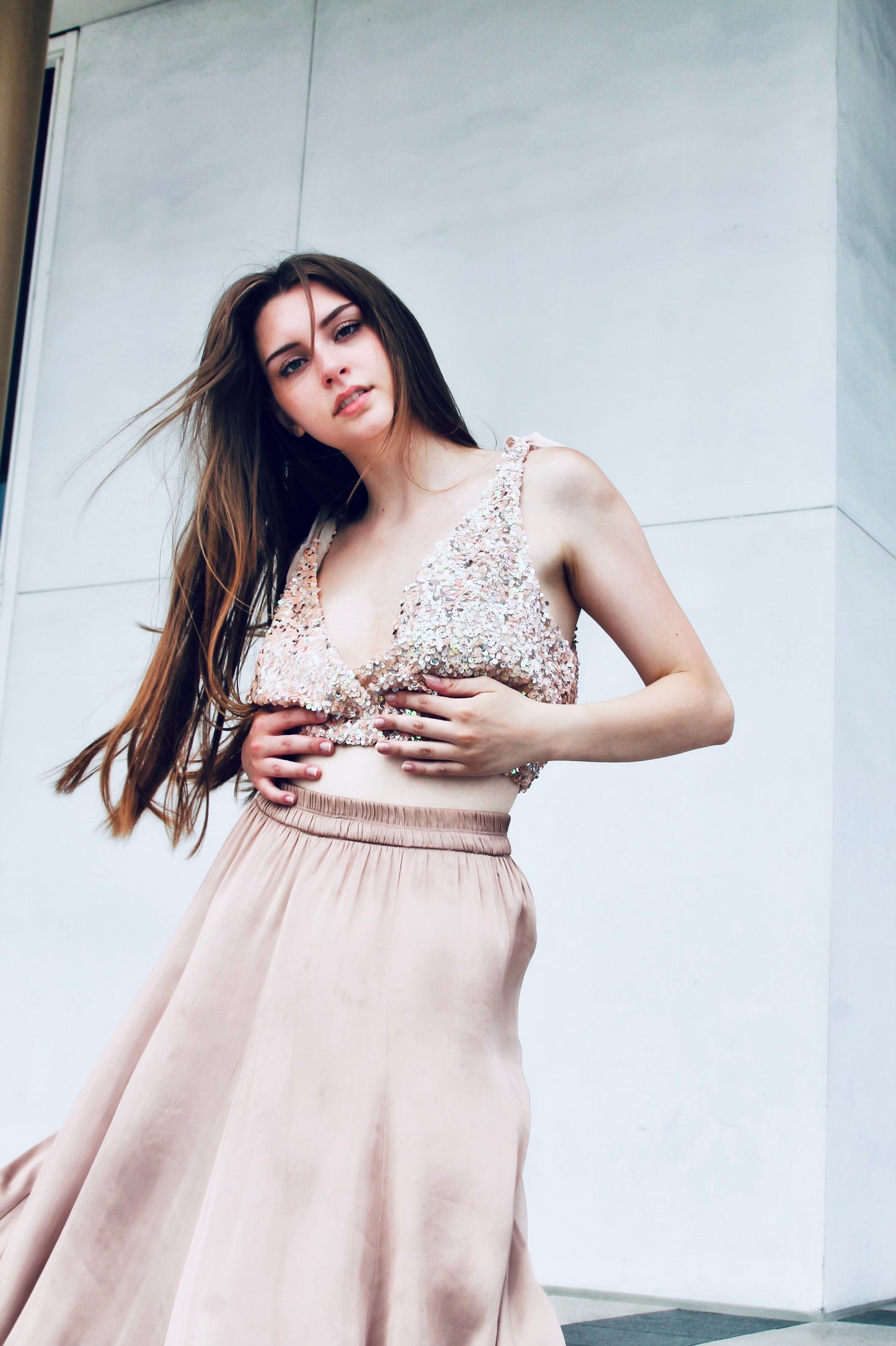 STARDUST sequined ultra crop, oversized XS (fits like an L/XL) *FREE PEOPLE* >> champagne