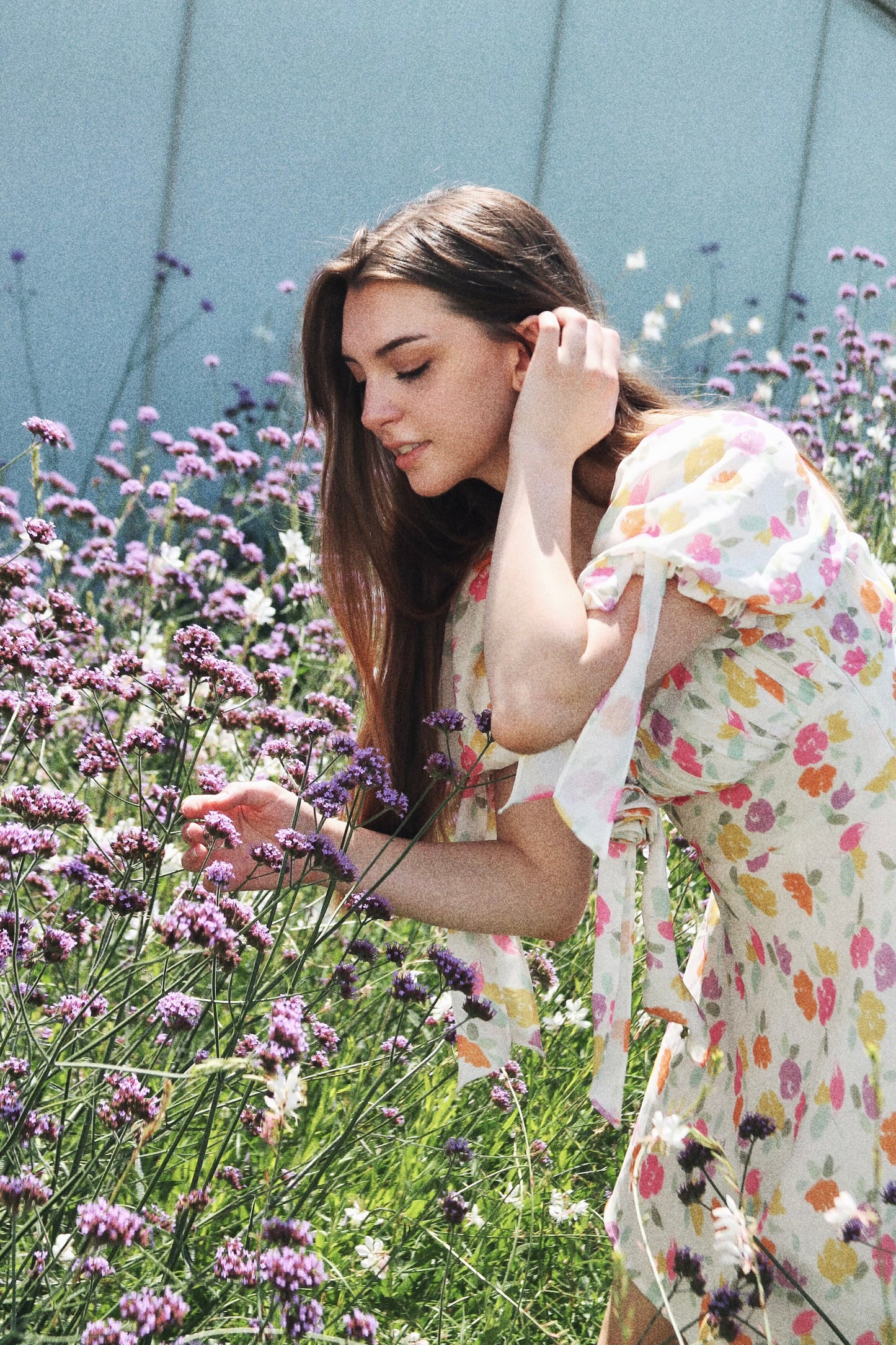 FORGET ME NOT asymmetrical + high-low floral dress, small >> white w/ floral print