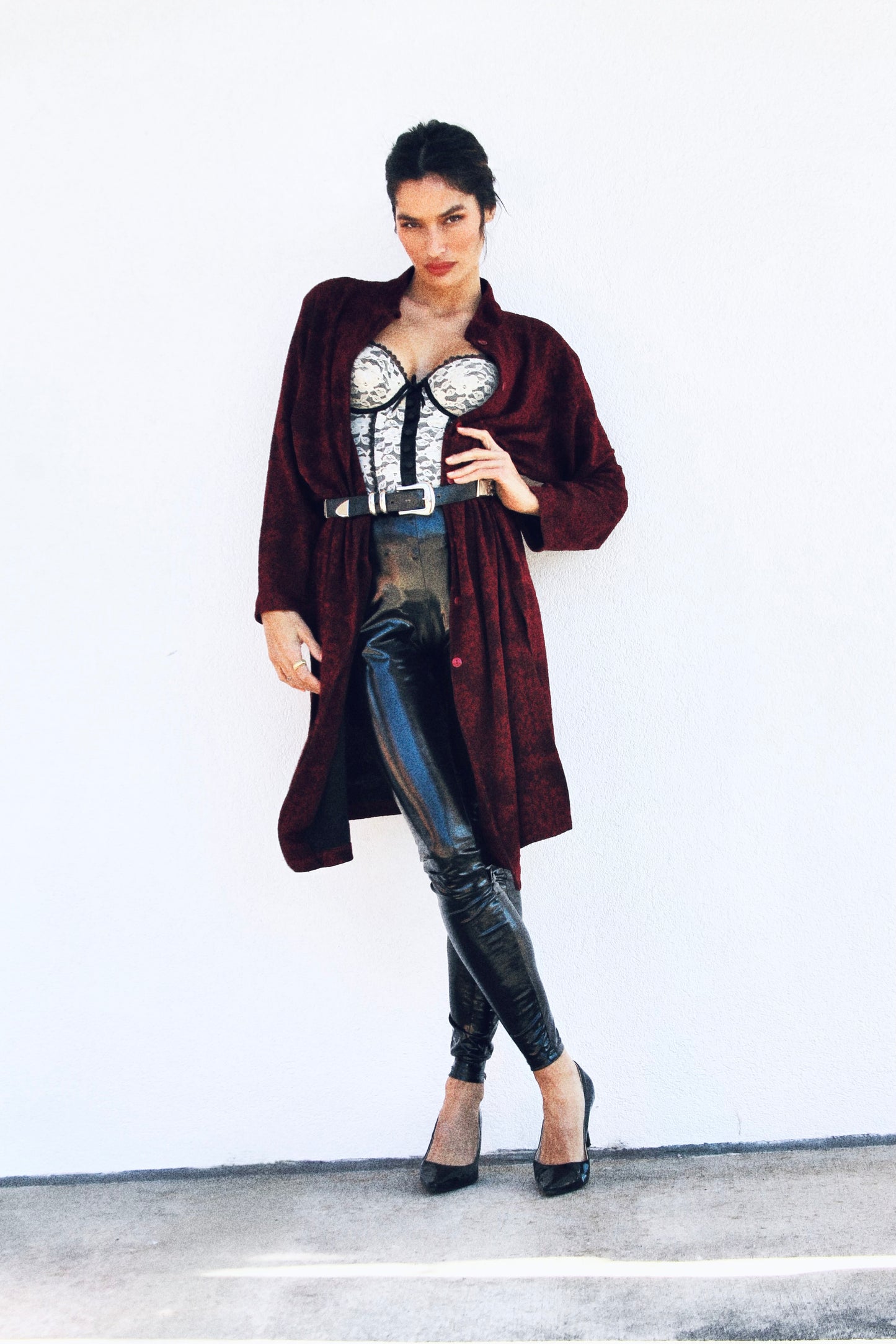 NOCTURNAL ROUGE midi length cardigan, size 0 *VINTAGE* >> blood red