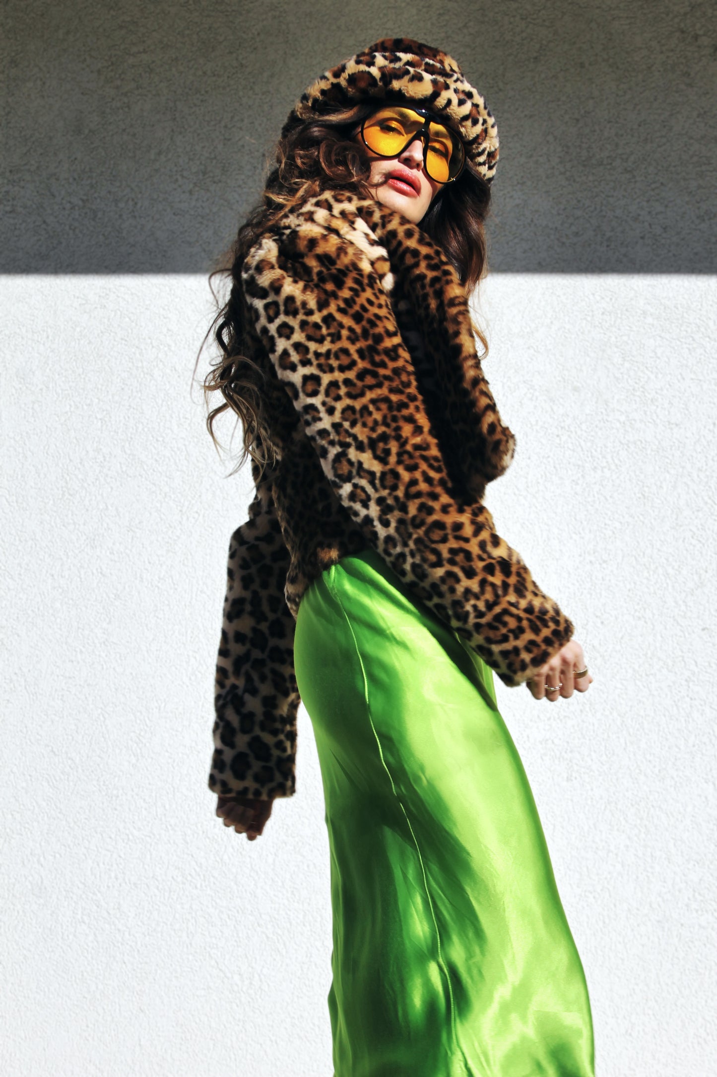 REBEL KITTY faux fur leopard  jacket, XS