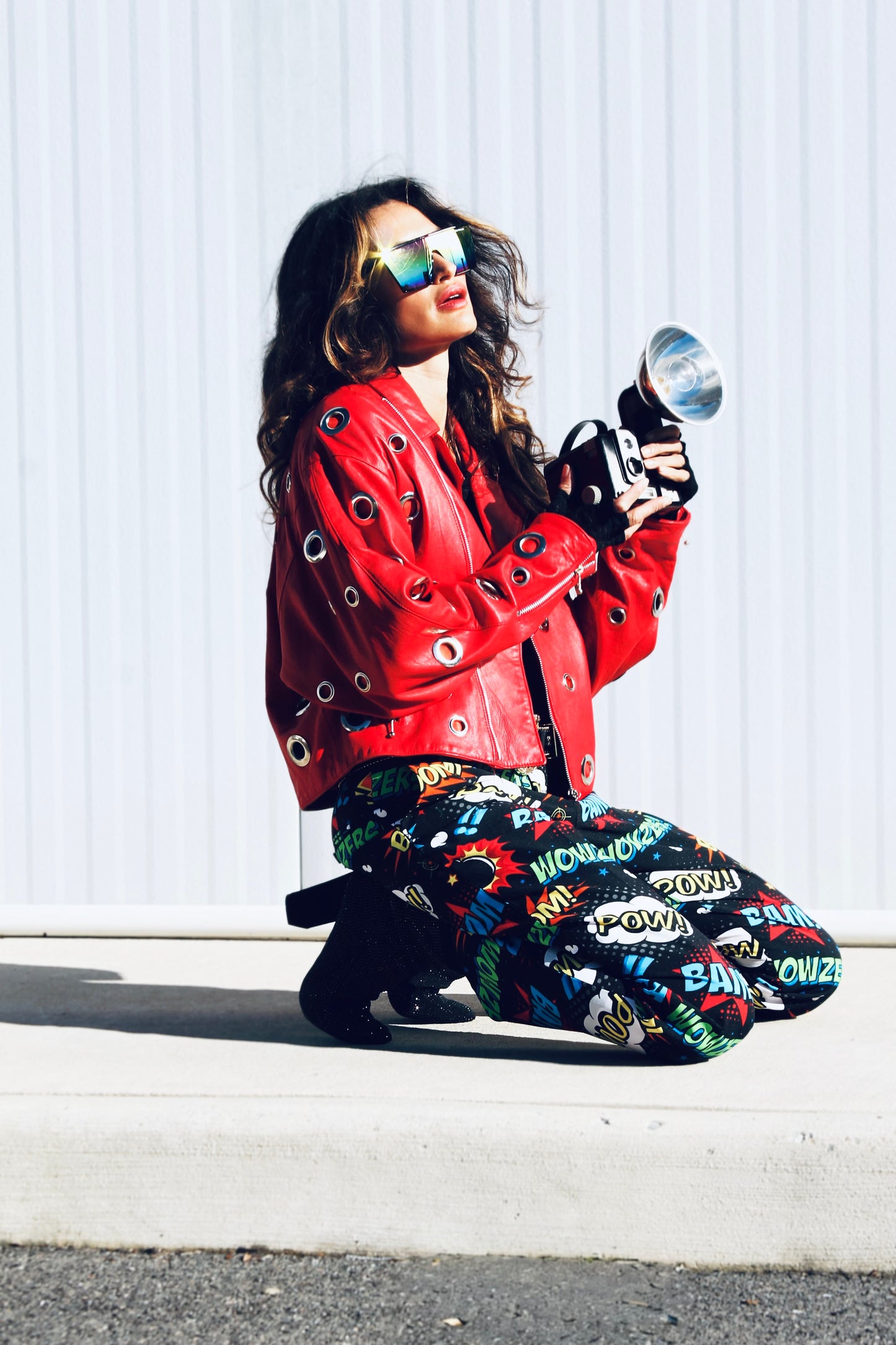 YOUNG AND RECKLESS leather moto jacket *VINTAGE + 100% GENUINE LEATHER* >> candy apple red