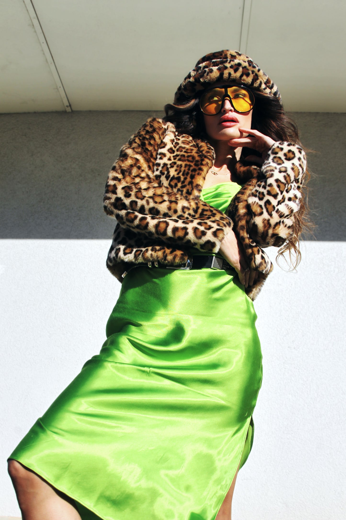 REBEL KITTY faux fur leopard  jacket, XS