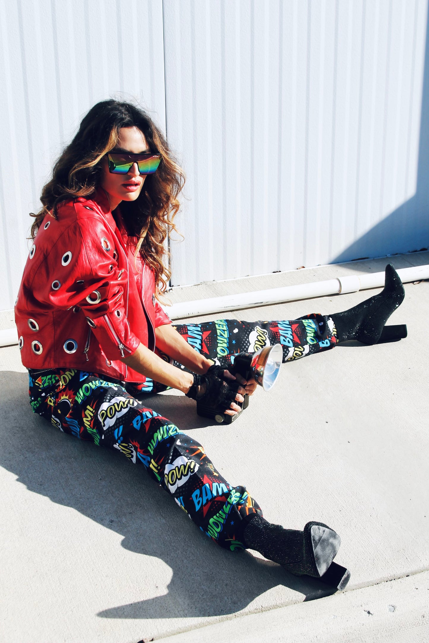 YOUNG AND RECKLESS leather moto jacket *VINTAGE + 100% GENUINE LEATHER* >> candy apple red