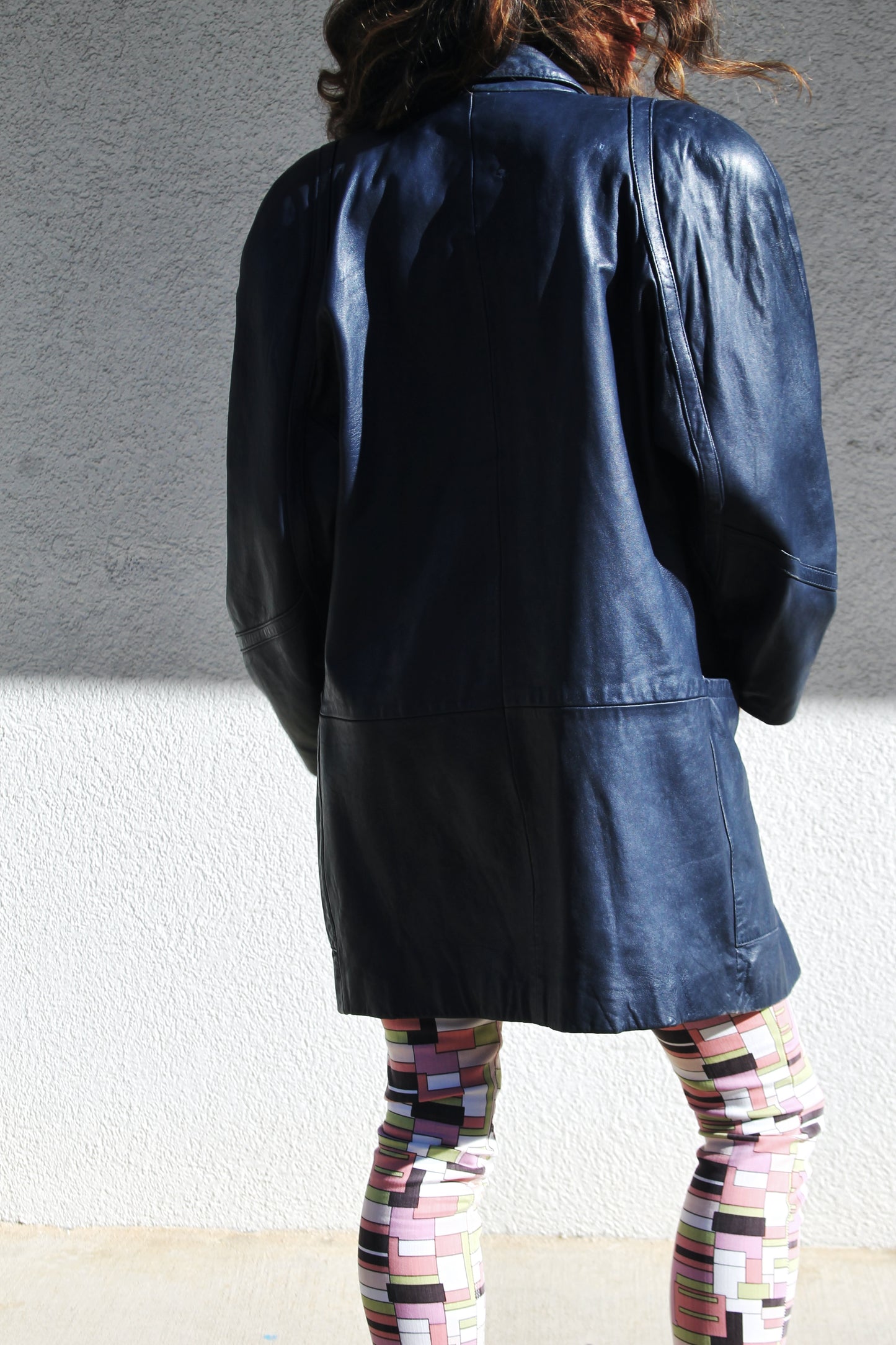 REBEL RAIN 100% blue leather blazer, size small *TRUE VINTAGE + GENUINE LEATHER* >> midnight blue