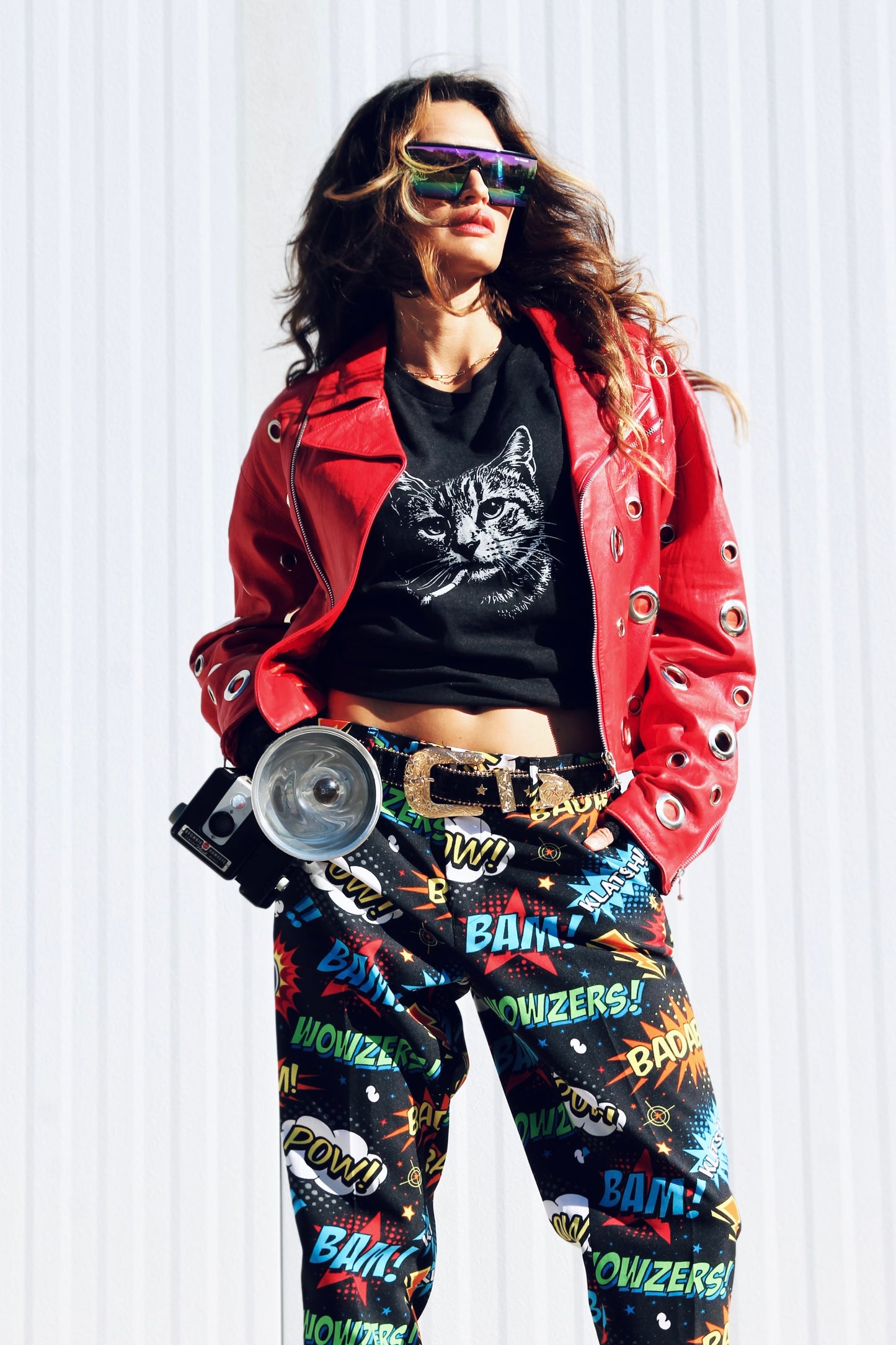 YOUNG AND RECKLESS leather moto jacket *VINTAGE + 100% GENUINE LEATHER* >> candy apple red