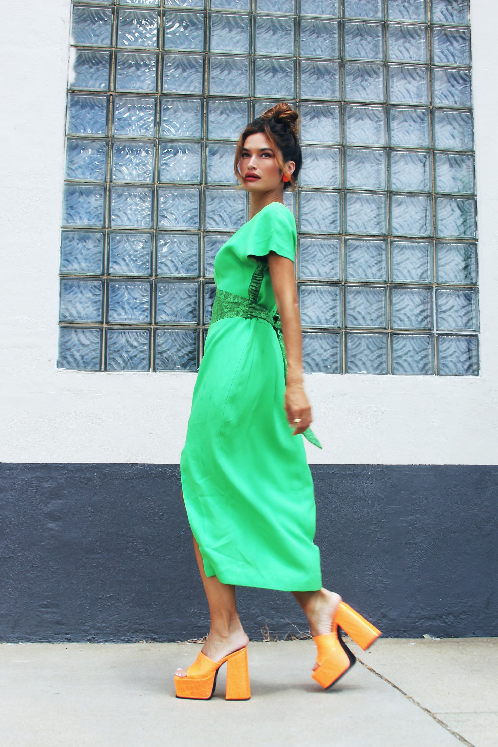 STUDIO 54 kelly green old Hollywood midi dress, medium/large *VINTAGE Foxy Fable STUDIO 54 kelly green old Hollywood midi dress, medium/large *VINTAGE Foxy Fable