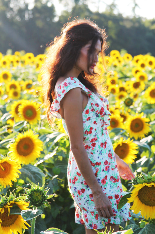 FLOWER FIELDS eyelet embroidered floral sundress, XS