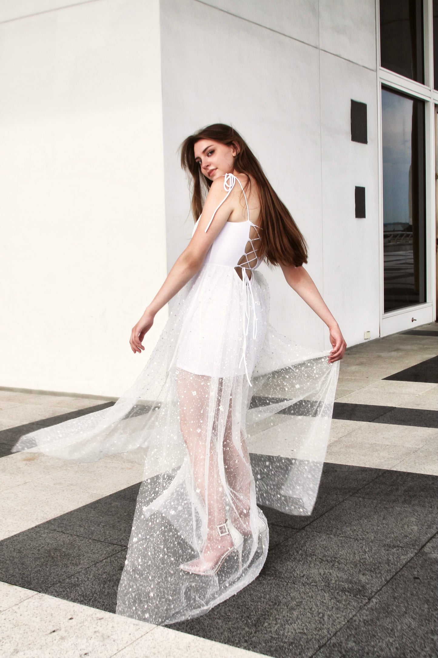 CITY GLOW sparkly + sequined maxi dress,medium >> ethereal white