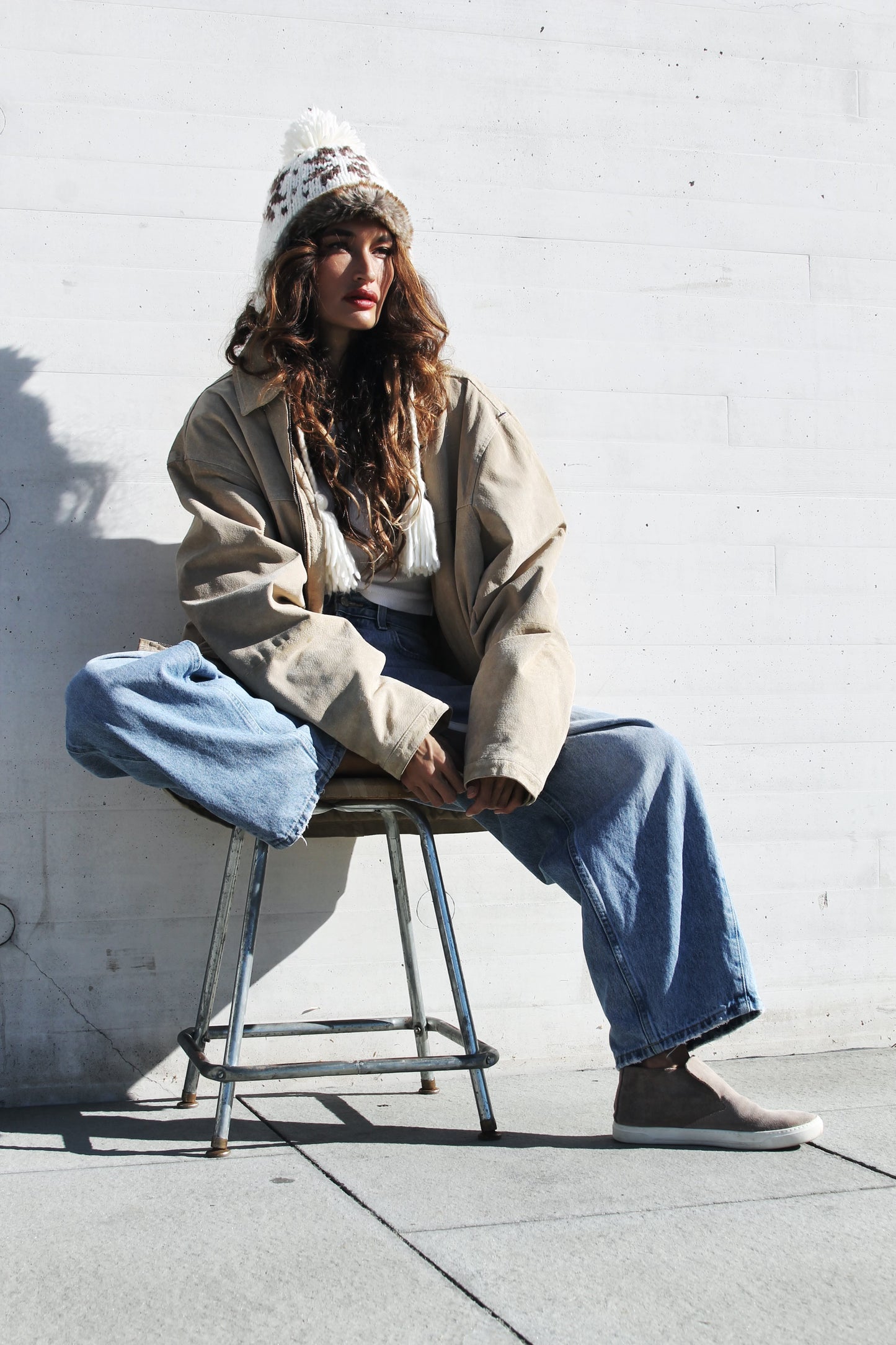 WEST WIND oversized suede farm jacket, XL *100% GENUINE LEATHER + VINTAGE* Junction West >>desert sand