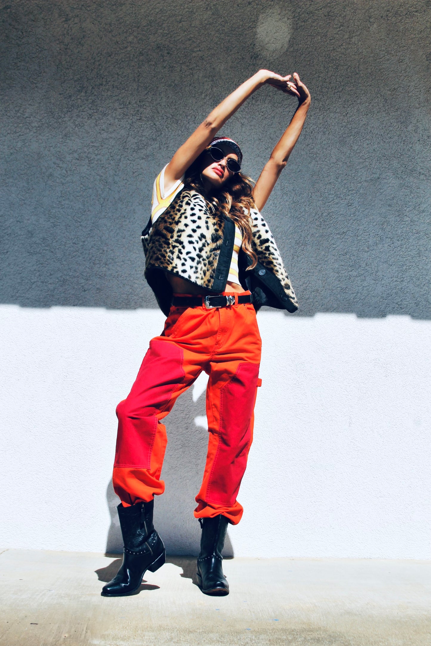 FERAL FELINE faux fur leopard vest, large *FOXY FAVE + ASOS*