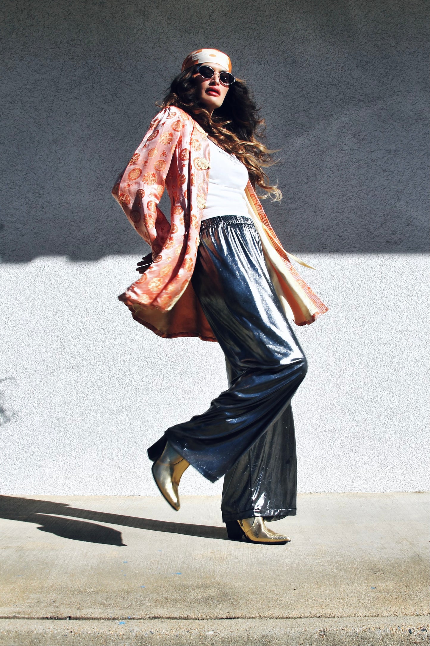 SILVER SIREN wide leg pants, size small, American Apparel >> graphite