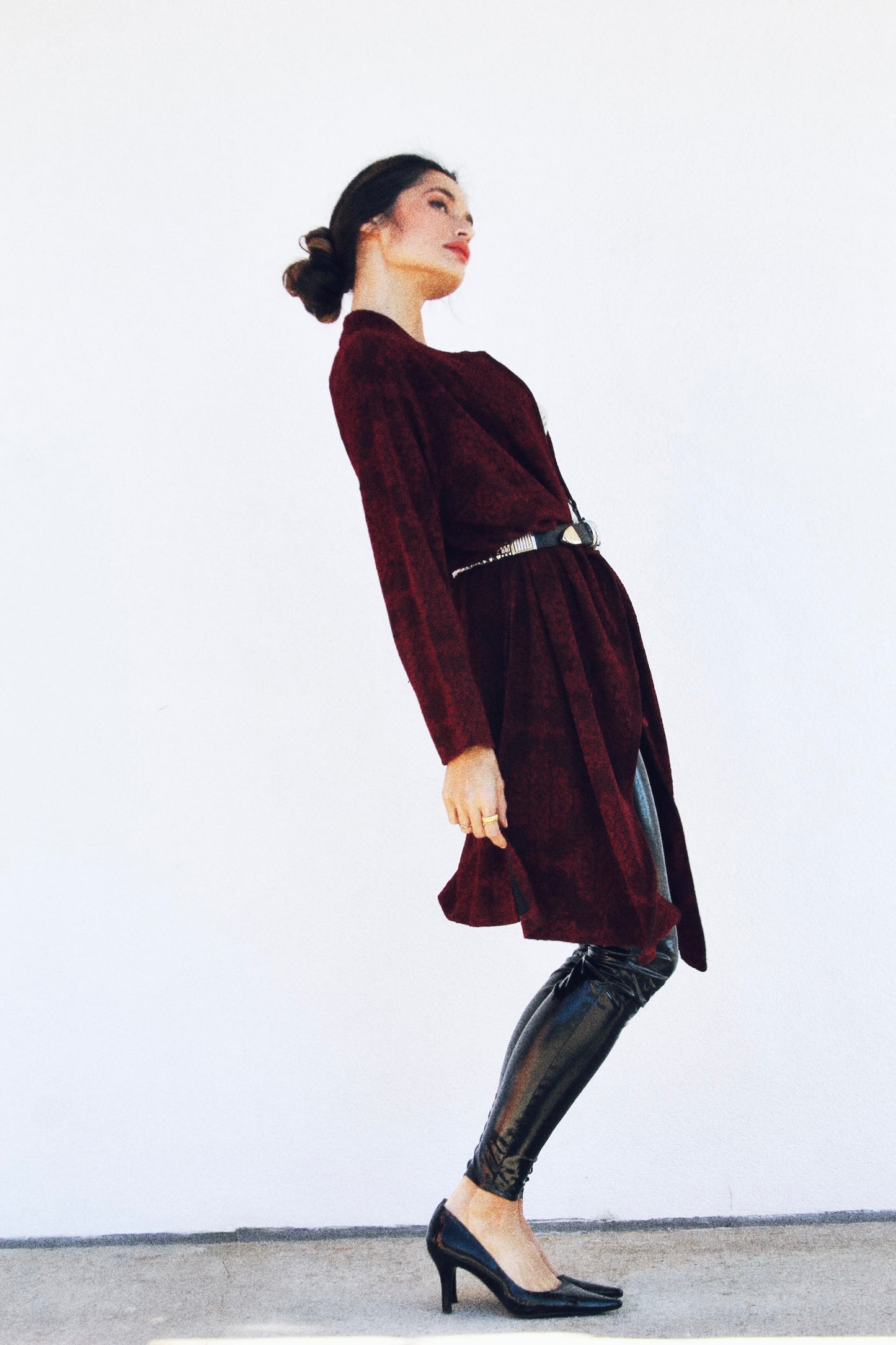 NOCTURNAL ROUGE midi length cardigan, size 0 *VINTAGE* >> blood red
