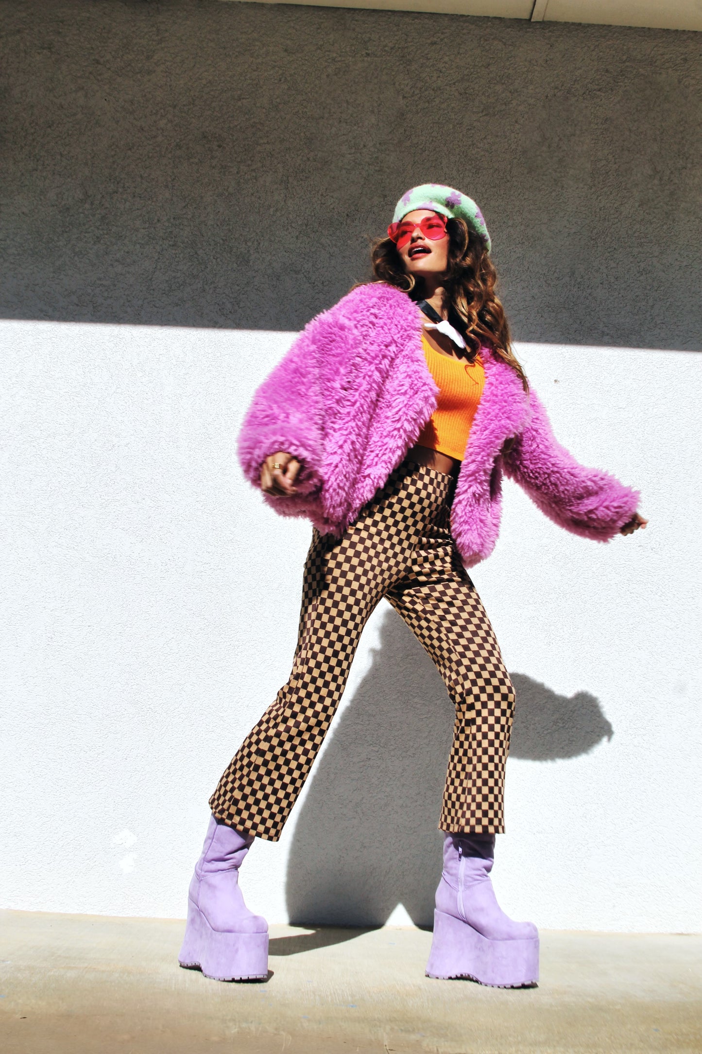 BERRY NAUGHTY OR NICE oversized + cropped shag jacket, medium *FREE PEOPLE* >> wild berry