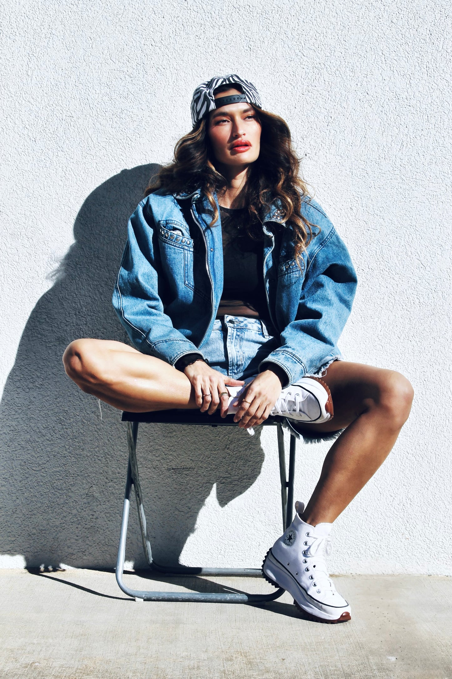 DAREDIVA studded denim bomber,  size small  *VINTAGE*