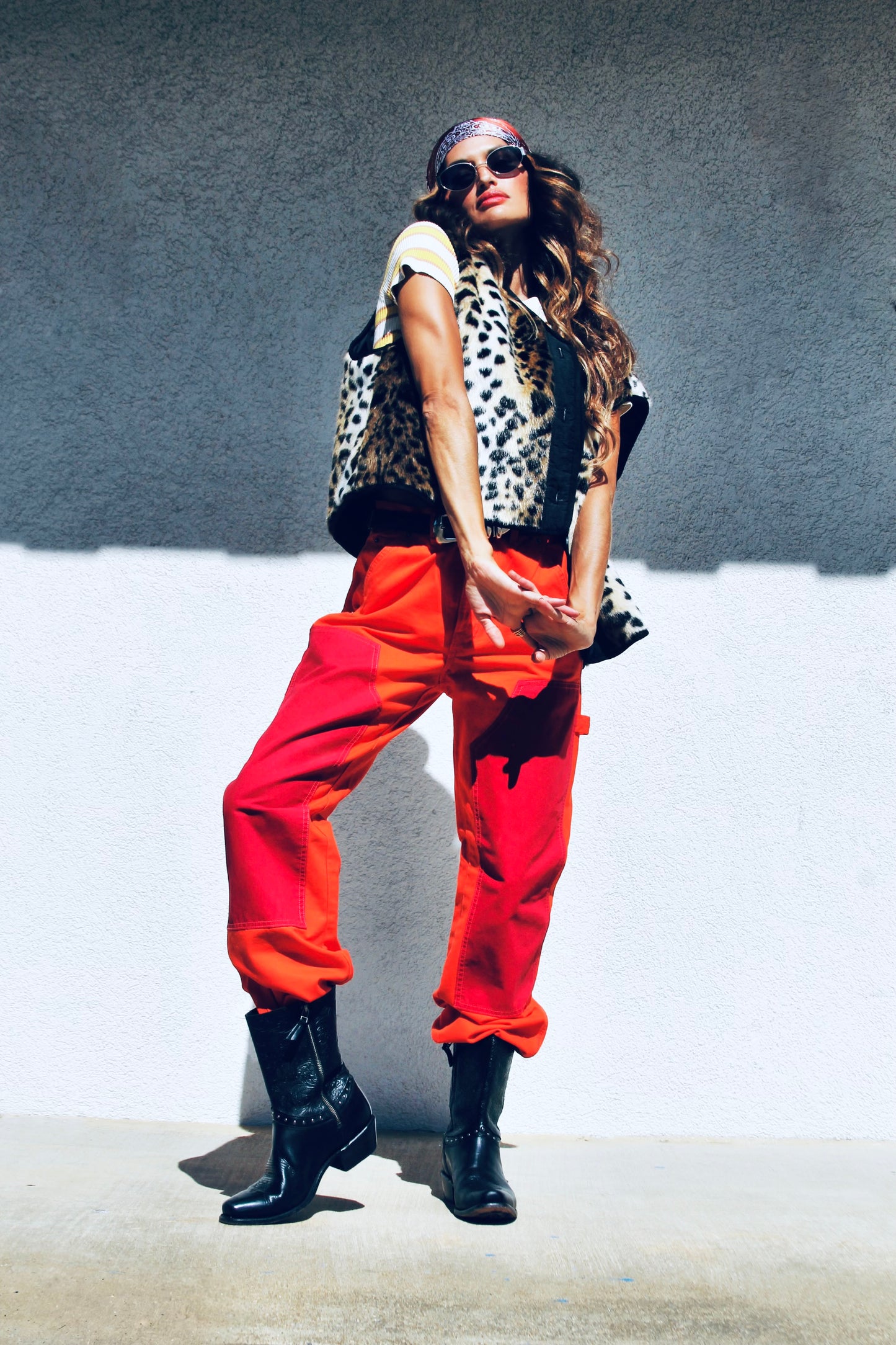 FERAL FELINE faux fur leopard vest, large *FOXY FAVE + ASOS*