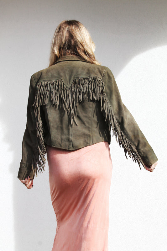 GIRL’S BEST FRIEND suede + fringe jacket, size 14 *VINTAGE • GENUINE LEATHER*