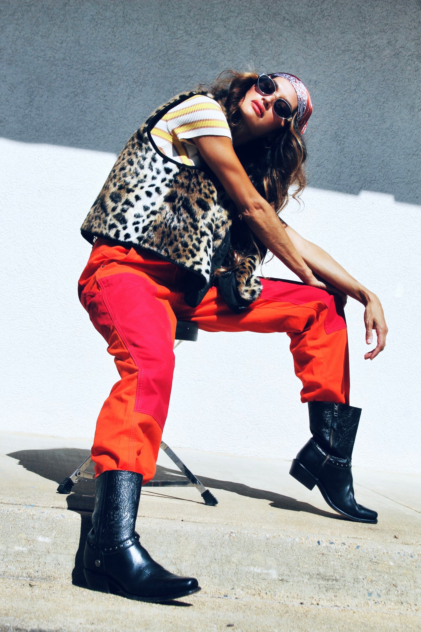 FERAL FELINE faux fur leopard vest, large *FOXY FAVE + ASOS*