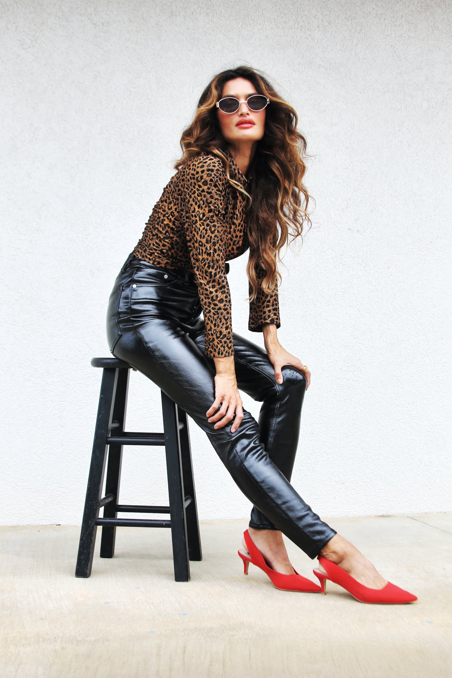 VANITY FAIREST leopard print button down, medium *TRUE VINTAGE*