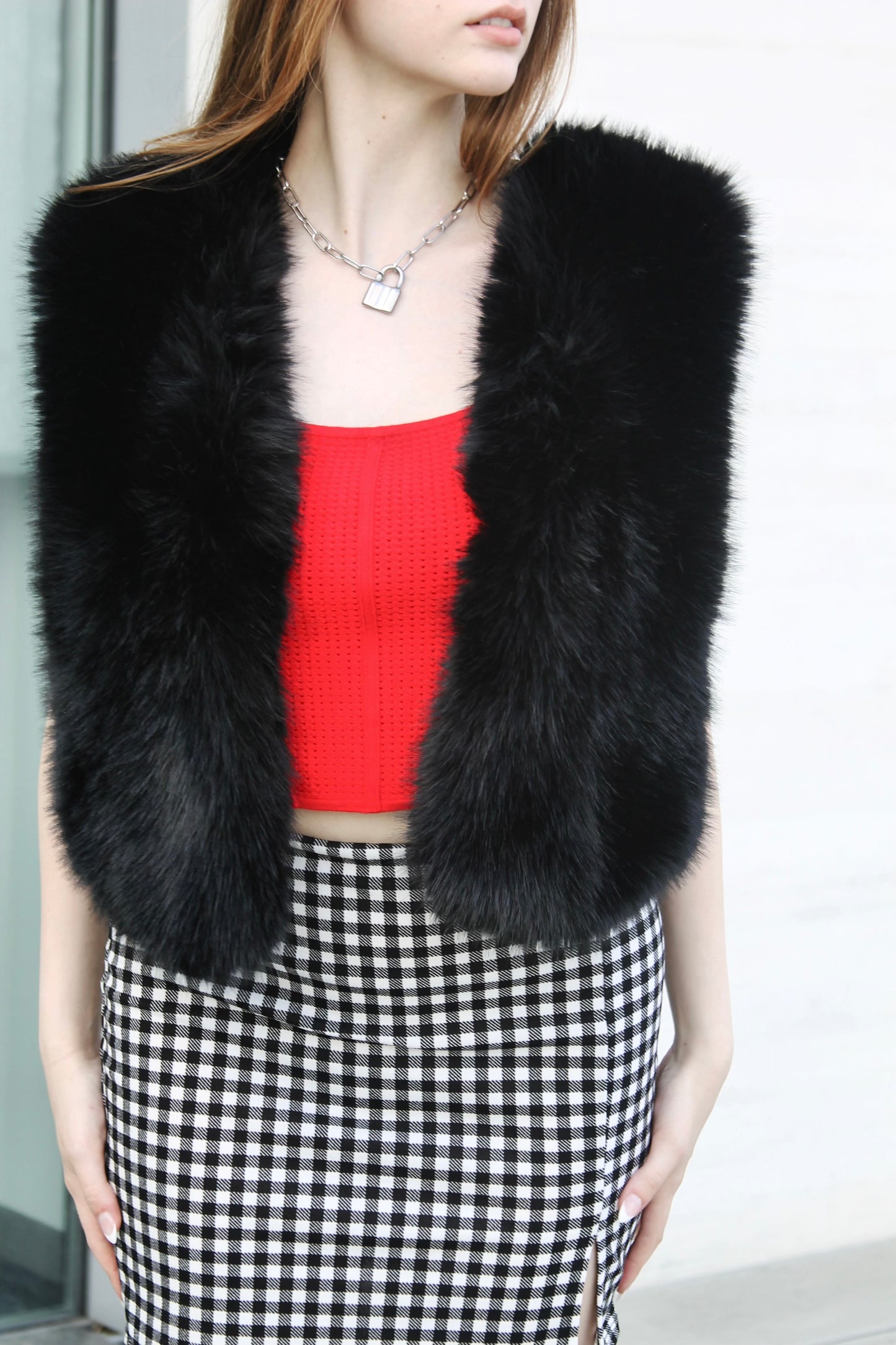 AFTER PARTY faux fur vest, M/L