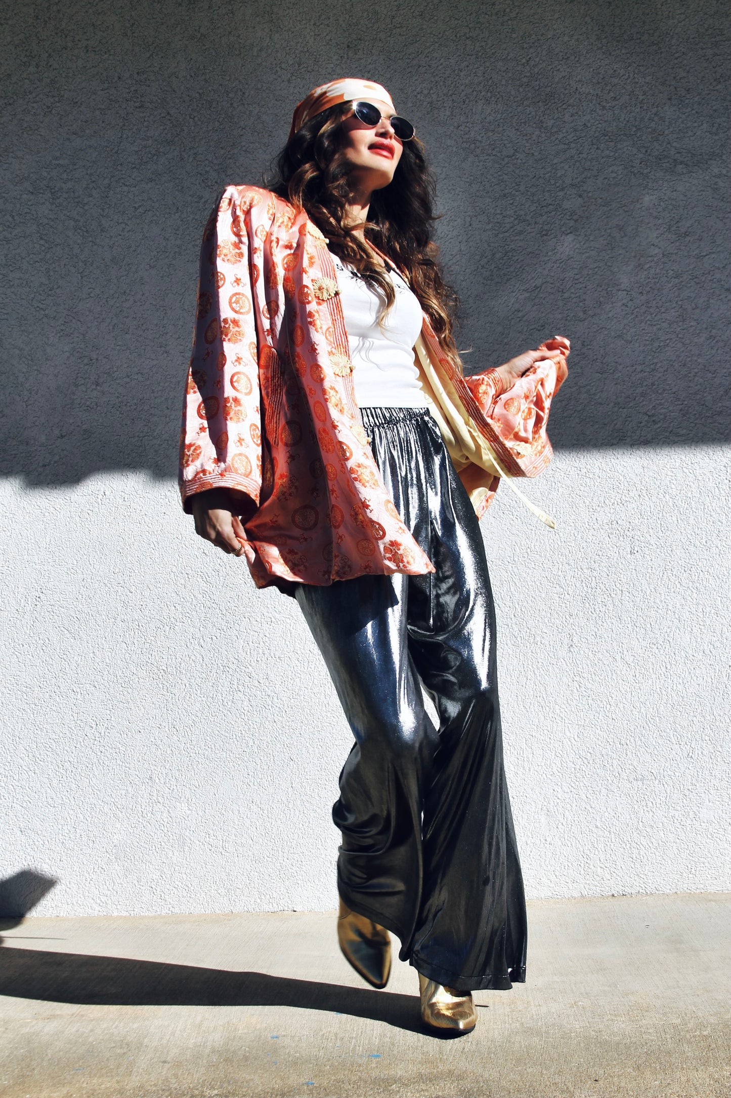 SILVER SIREN wide leg pants, size small, American Apparel >> graphite