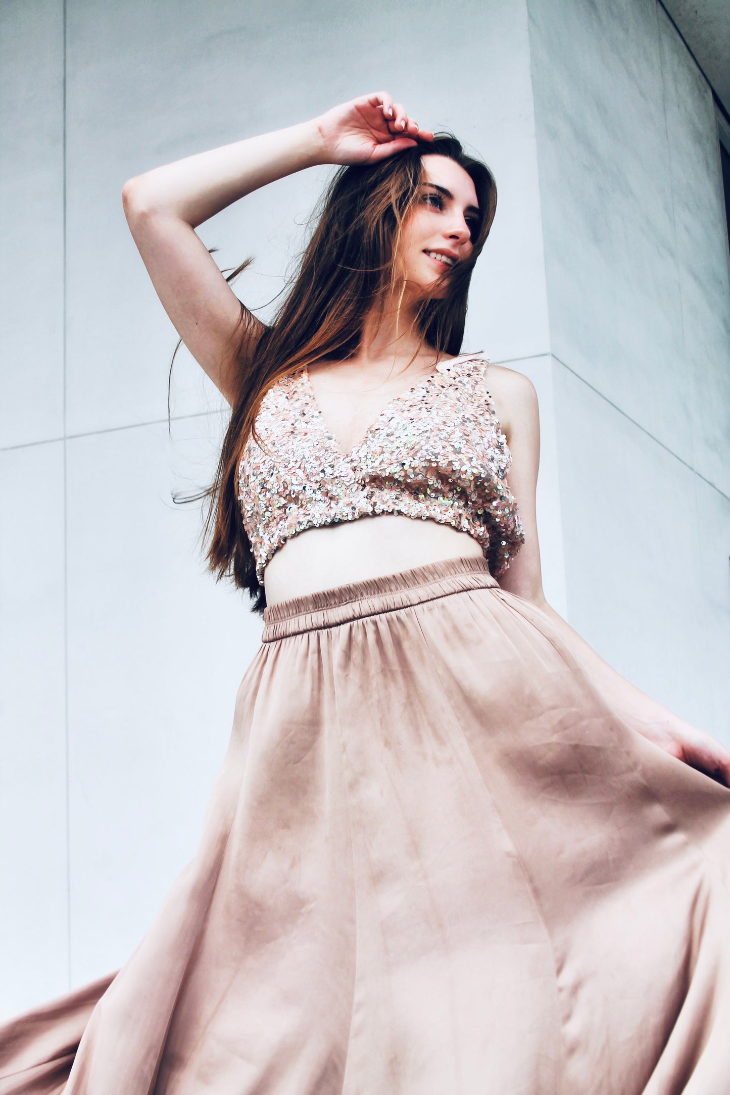 STARDUST sequined ultra crop, oversized XS (fits like an L/XL) *FREE PEOPLE* >> champagne