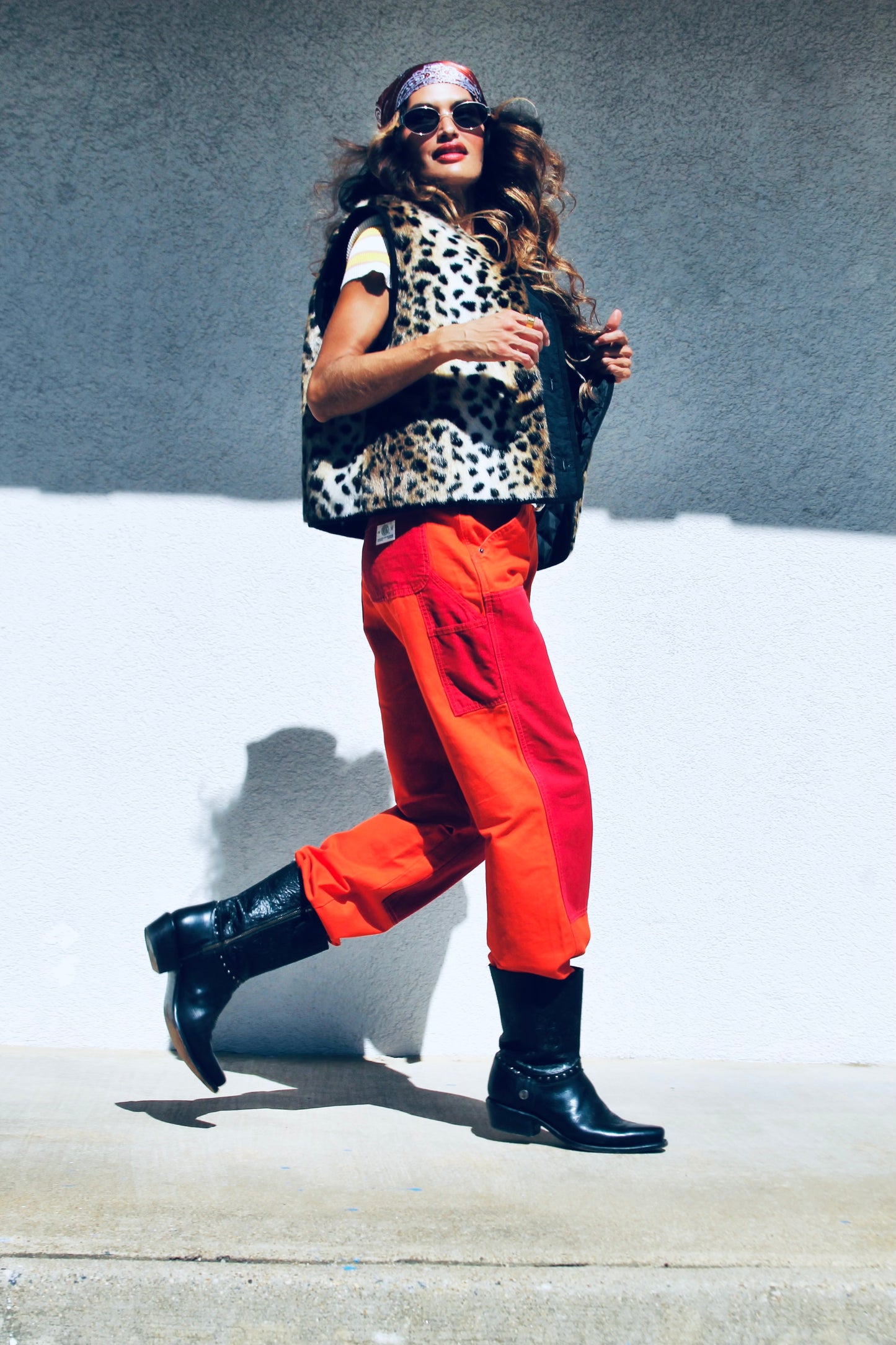 FERAL FELINE faux fur leopard vest, large *FOXY FAVE + ASOS*