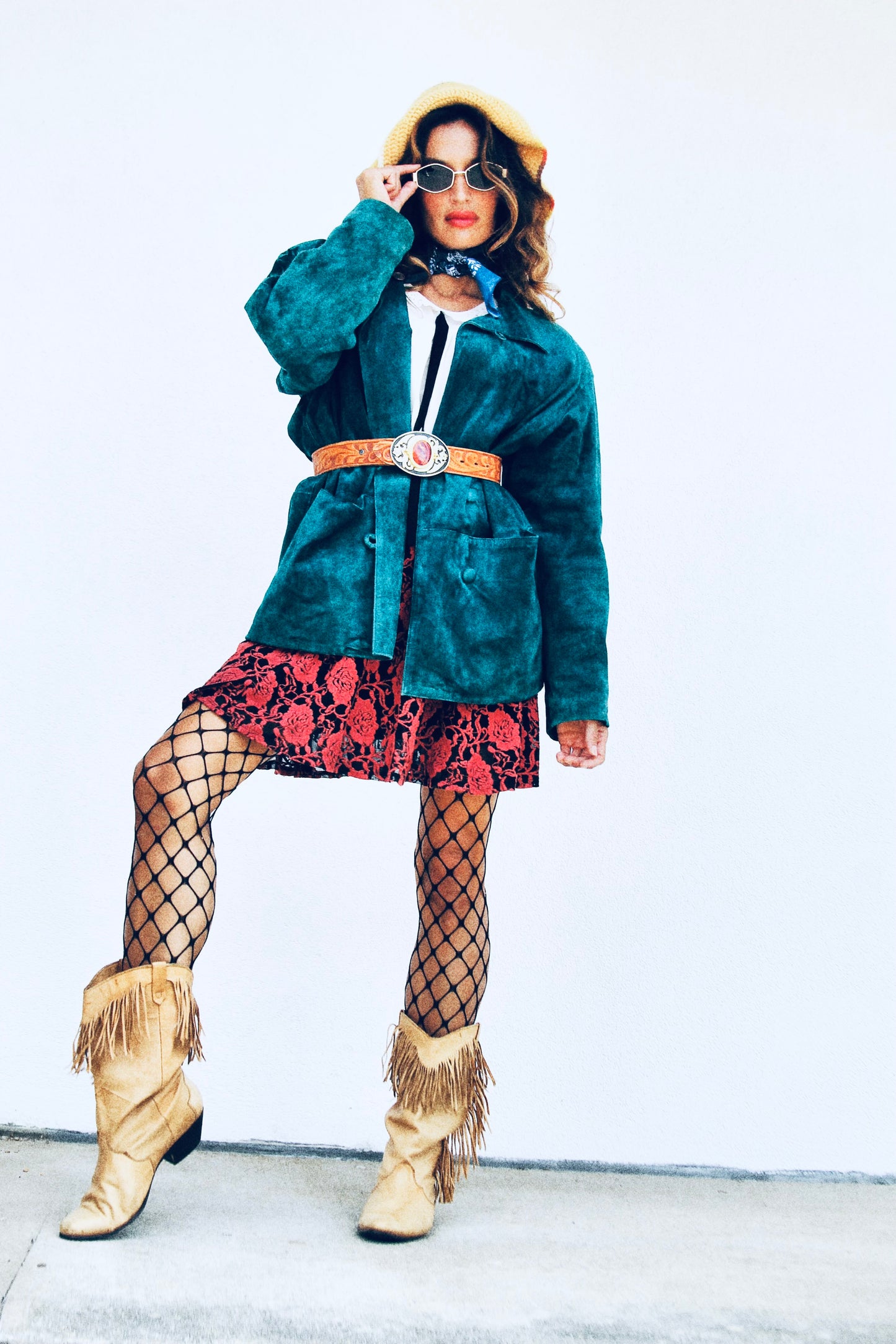 NEVER NONCHALANT suede jacket, medium *TRUE VINTAGE + GENUINE LEATHER* >> teal gem tone