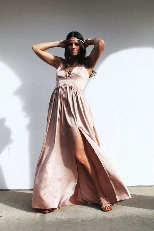 DAUGHTER OF LIGHT satin maxi dress, small