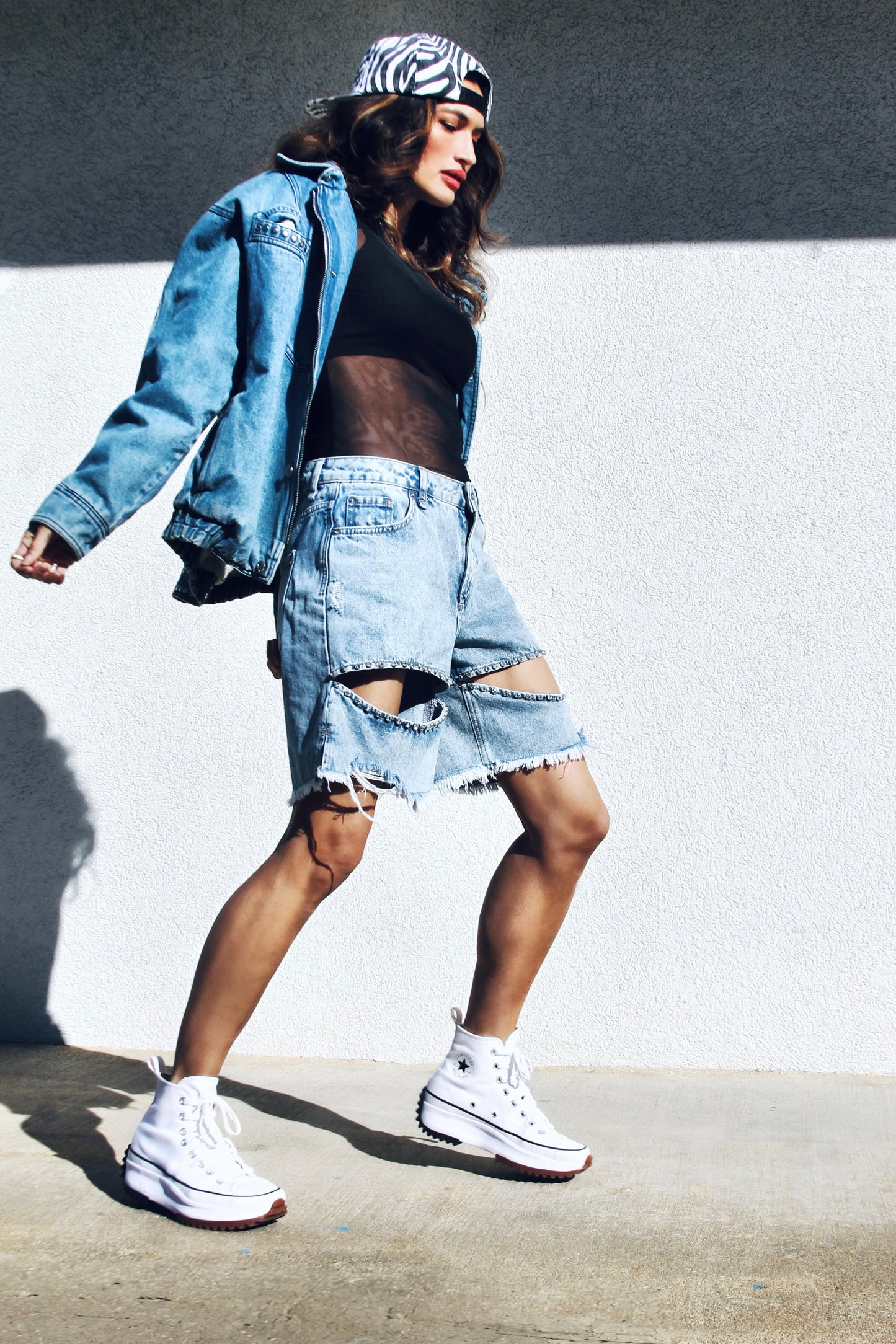 DAREDIVA studded denim bomber,  size small  *VINTAGE*