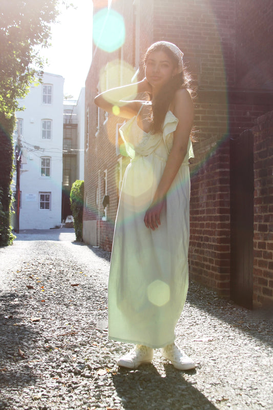 FAIRY GARDEN eyelet embroidered cotton maxi dress, medium