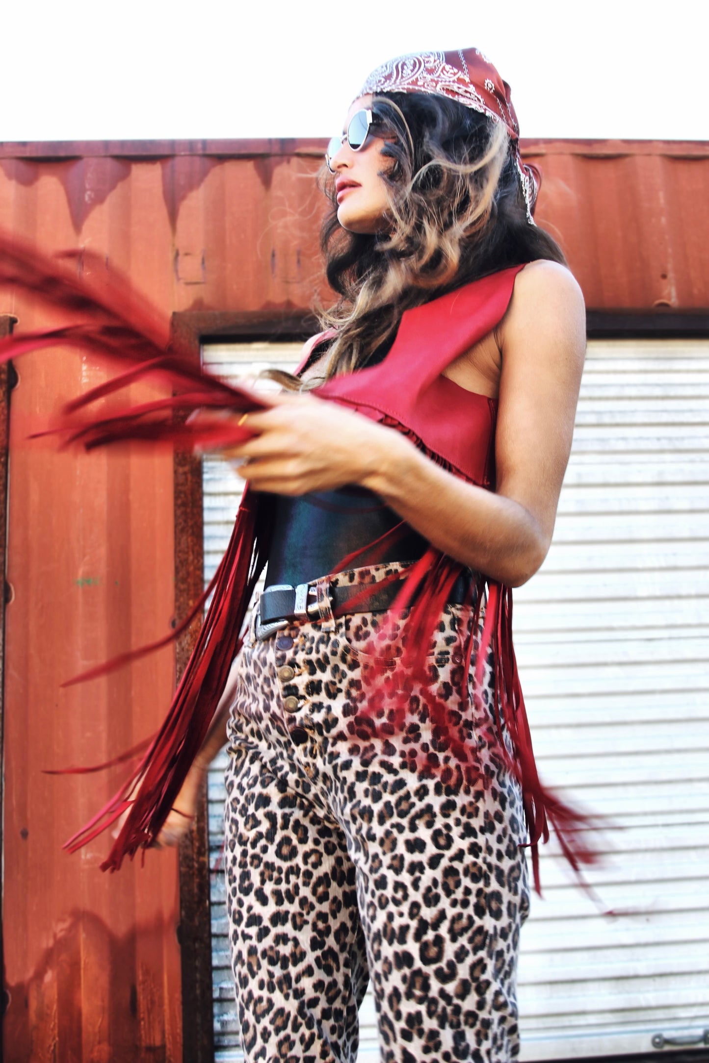 FRINGE ‘N’ FURIOUS suede + fringe vest *HANDMADE IN THE USA + 100% LEATHER* >> scarlet red