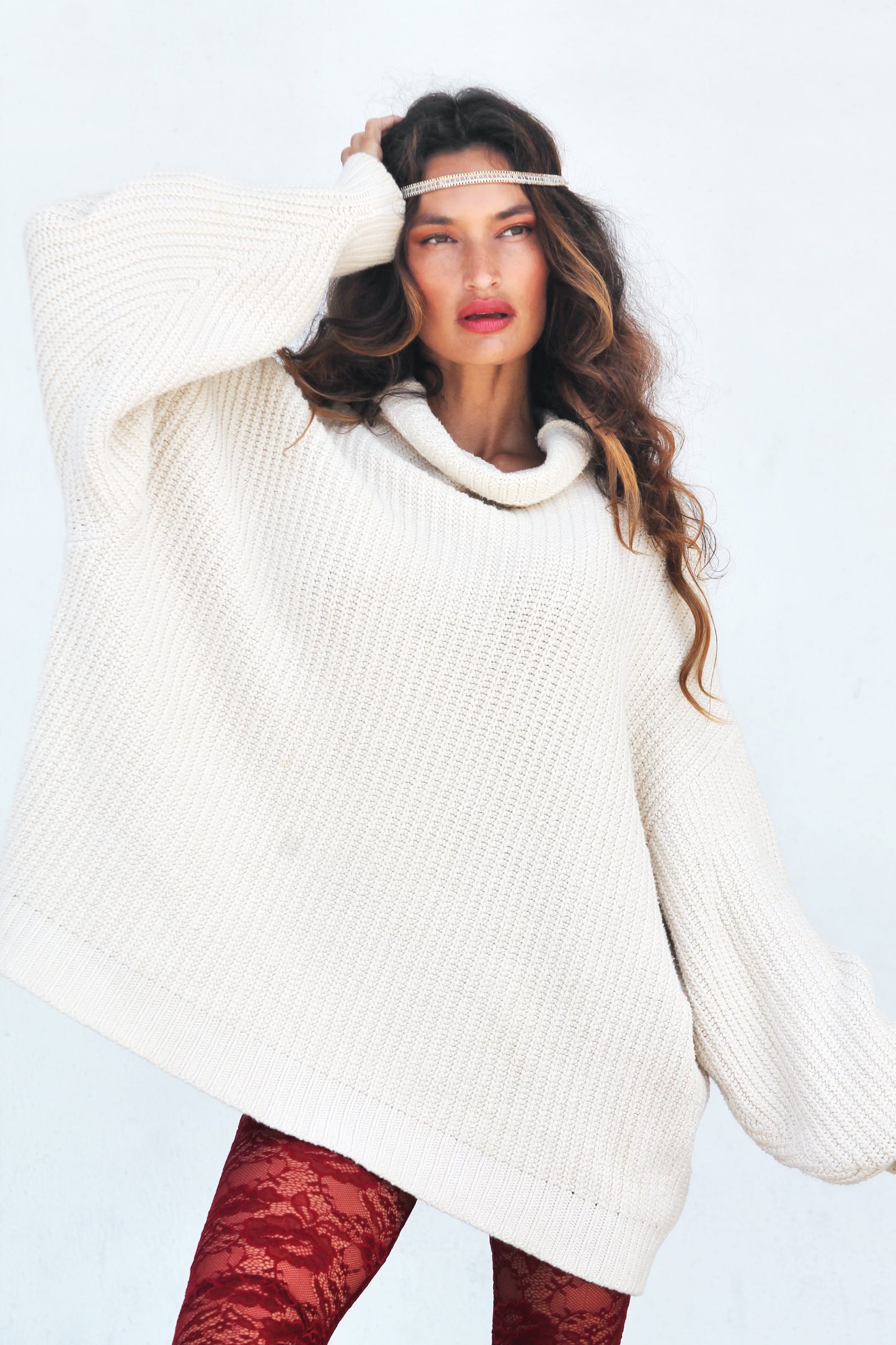 WILD OATS oversized knit sweater, XL *FREE PEOPLE* >> oatmeal