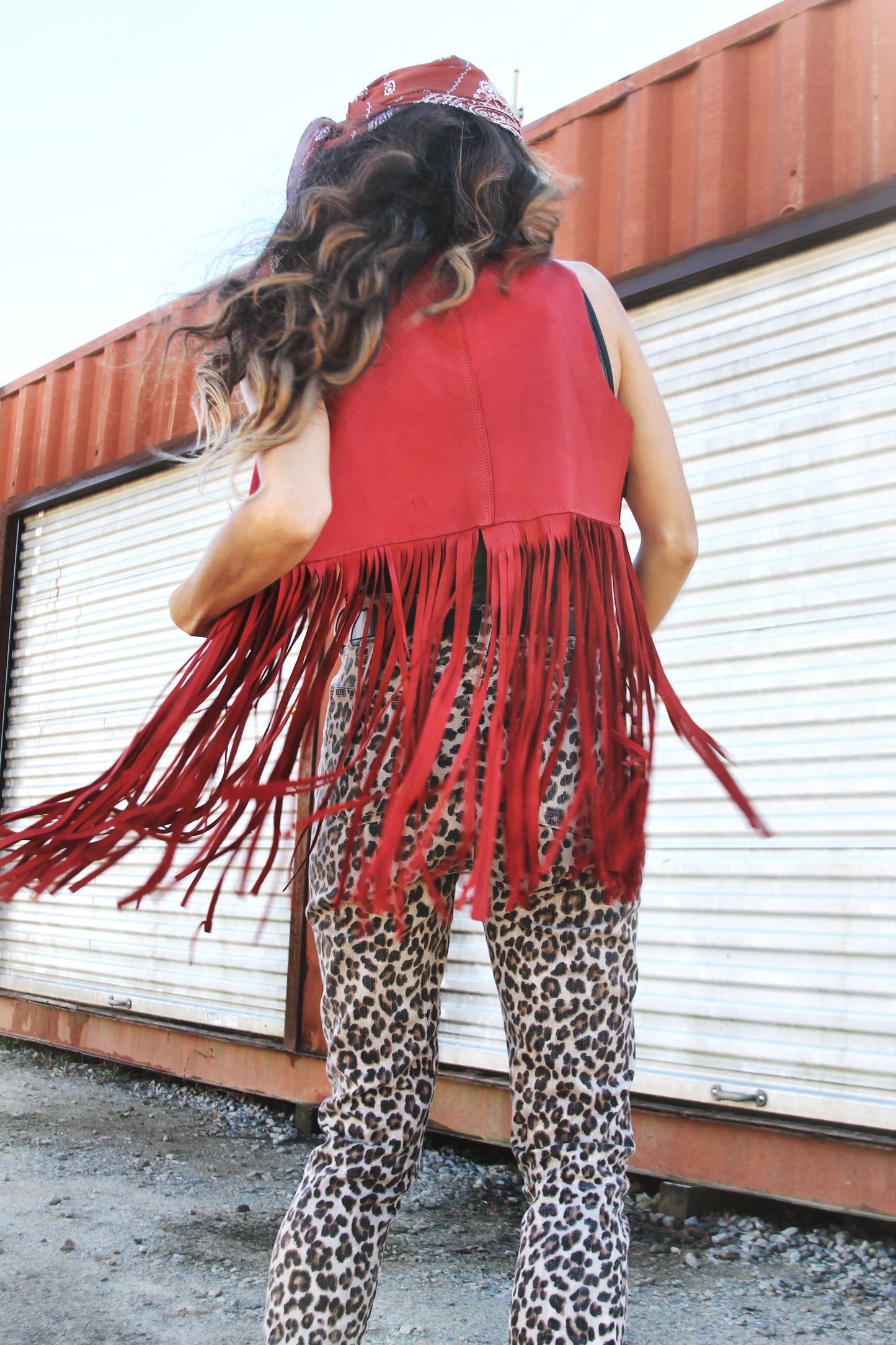 FRINGE ‘N’ FURIOUS suede + fringe vest *HANDMADE IN THE USA + 100% LEATHER* >> scarlet red