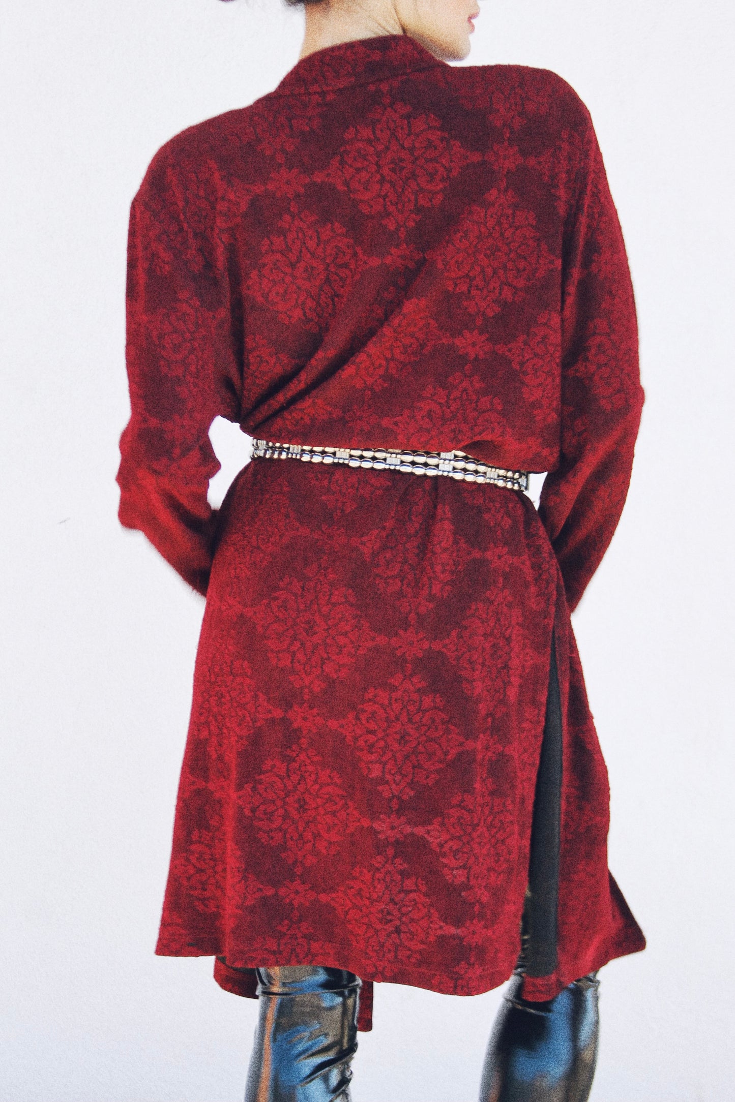 NOCTURNAL ROUGE midi length cardigan, size 0 *VINTAGE* >> blood red