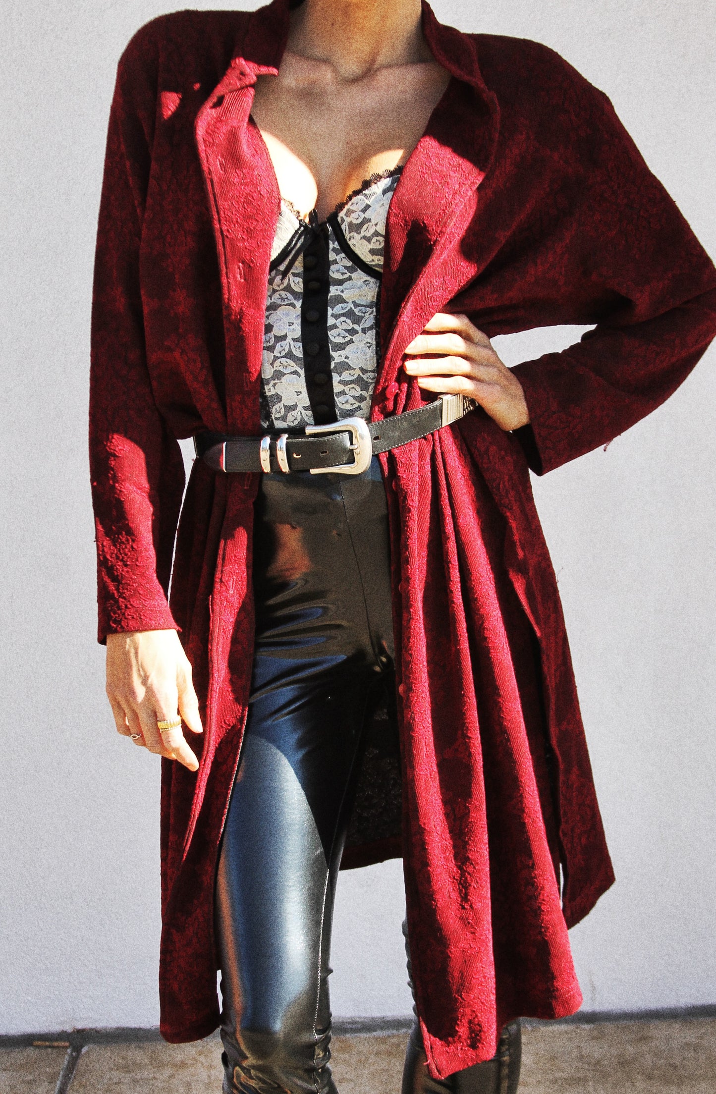 NOCTURNAL ROUGE midi length cardigan, size 0 *VINTAGE* >> blood red